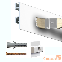 Cimaise Click Rail Pro Blanc Brut  Peindre 200cm + clips de fixation + vis & chevilles multimatriaux - Cimaise Tableau Artiteq