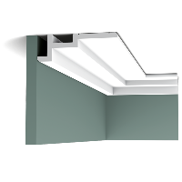 C396 STEPS Corniche Plafond pour éclairage indirect et cache tringle à rideau Orac Decor - 18,5x6,1x200cm (h x p x L) - moulure décorative polyuréthane