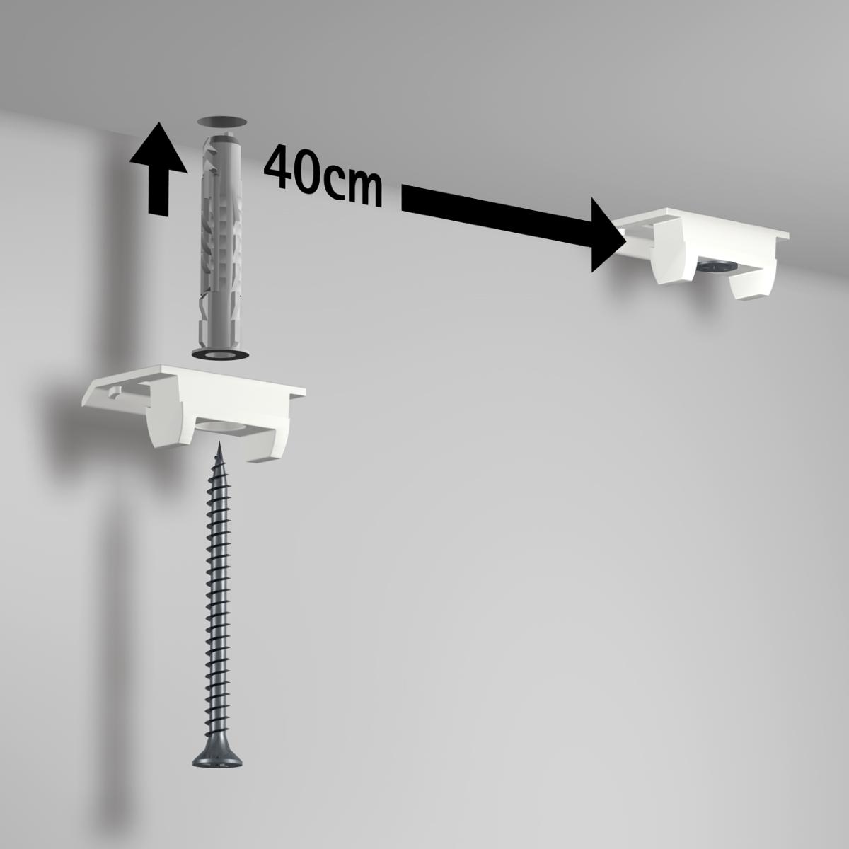 Cimaise Plafond Click Up Rail Blanc brut à peindre 200cm + clips + vis & chevilles multimatériaux - Cimaise Tableau Artiteq