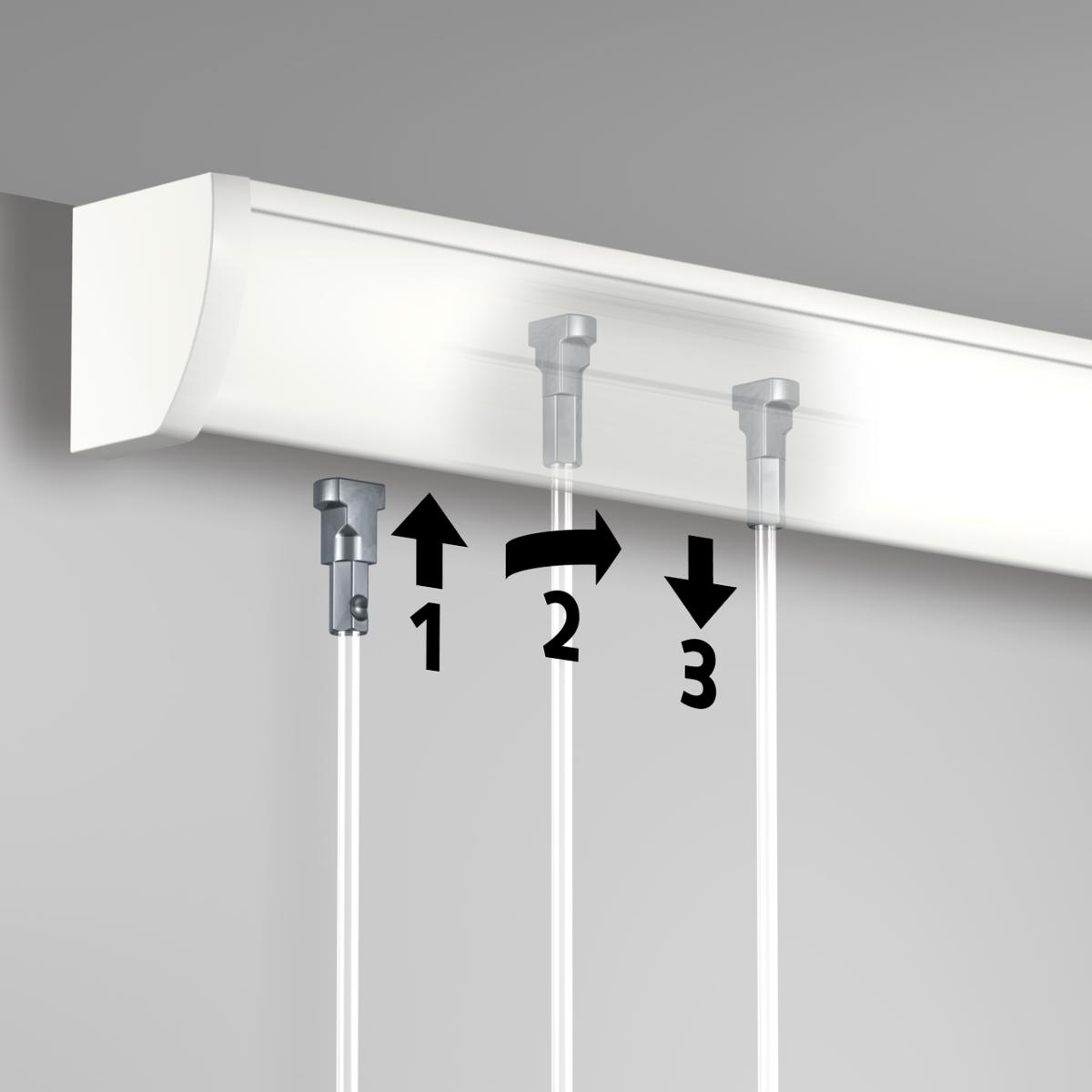 Cimaise Plafond Click Up Rail Blanc brut à peindre 200cm + clips + vis & chevilles multimatériaux - Cimaise Tableau Artiteq