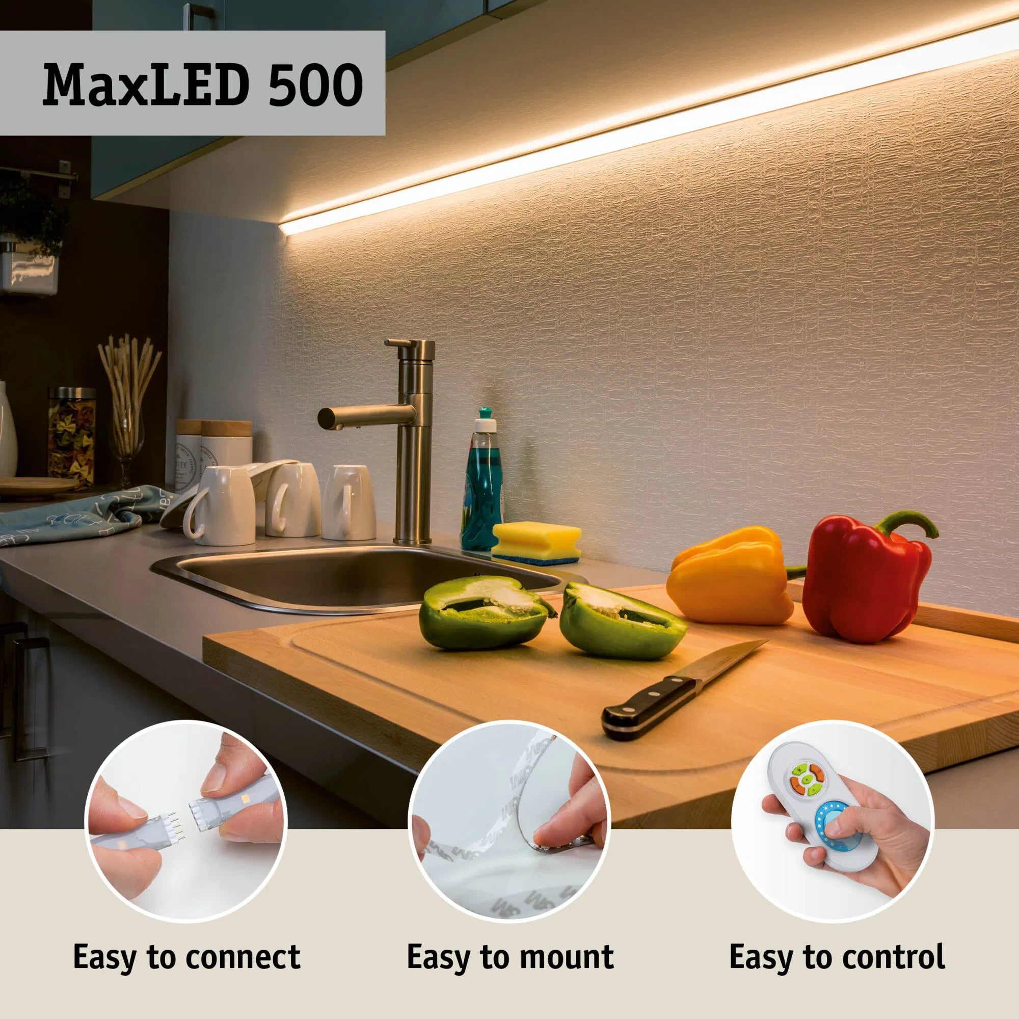 Kit bandeau MaxLED 500 COB Basic set blanc chaud Paulmann - éclairage indirect