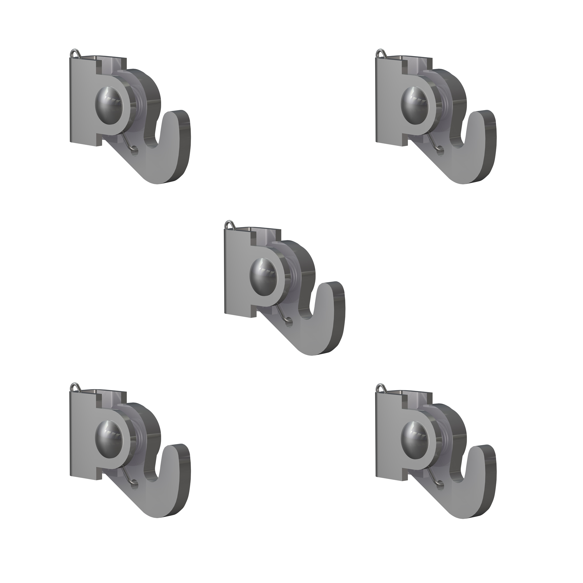 Paquete de 5 ganchos autoblocantes para cuadros de 40 kg y 4 x 4 mm - Accesorio para riel de cuadros Artiteq