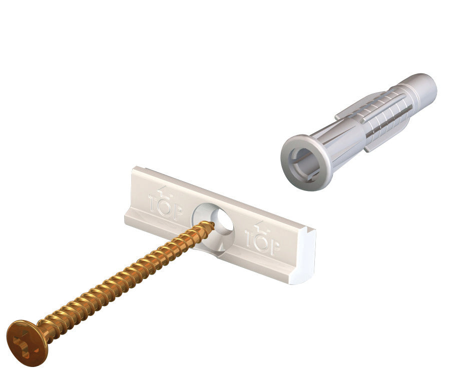 Riel de contorno blanco para cuadros de 200 cm para atornillar + clips de fijación + tornillos y tacos