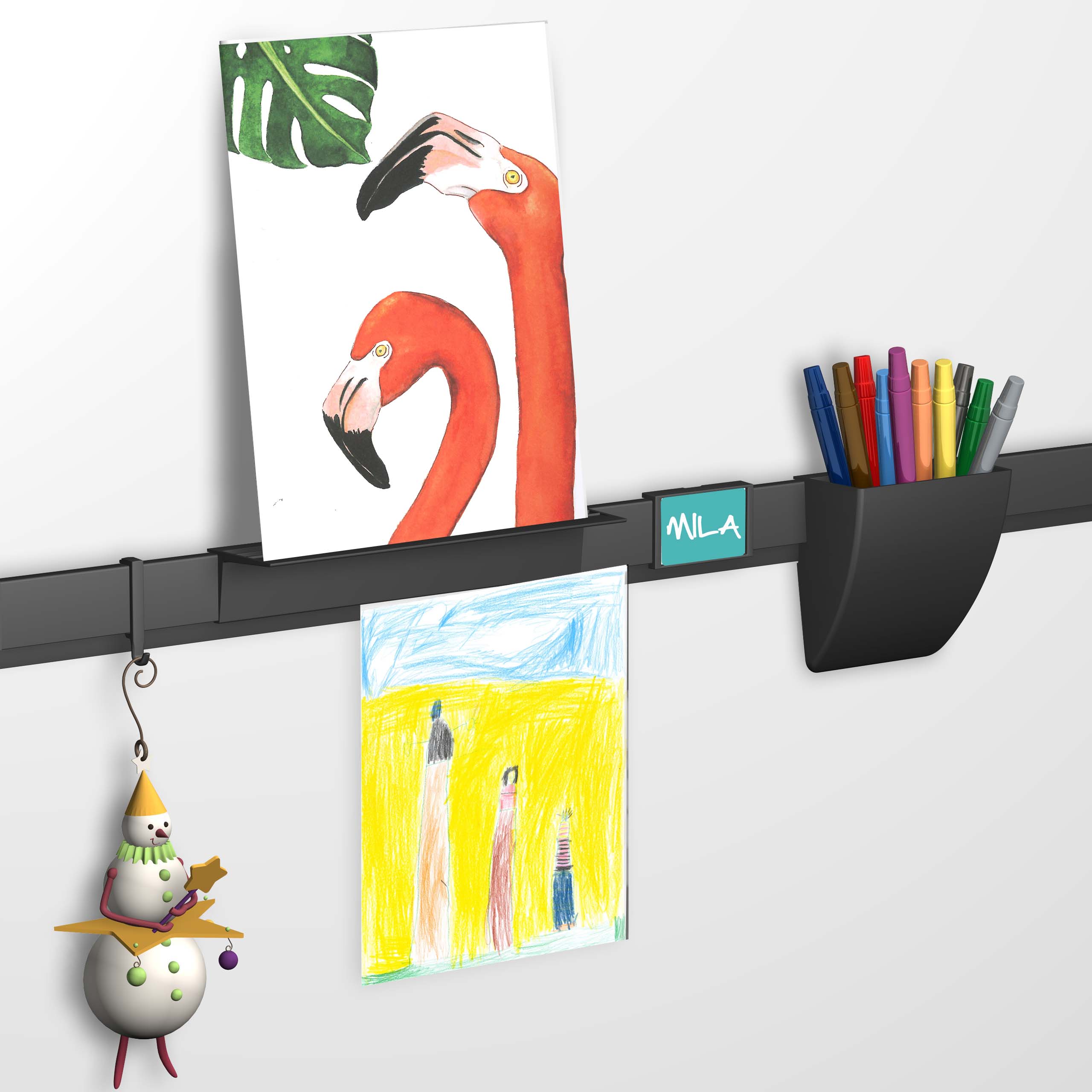Pôt à crayon clipsable pour Info Rail noir - Storage clip - Artiteq