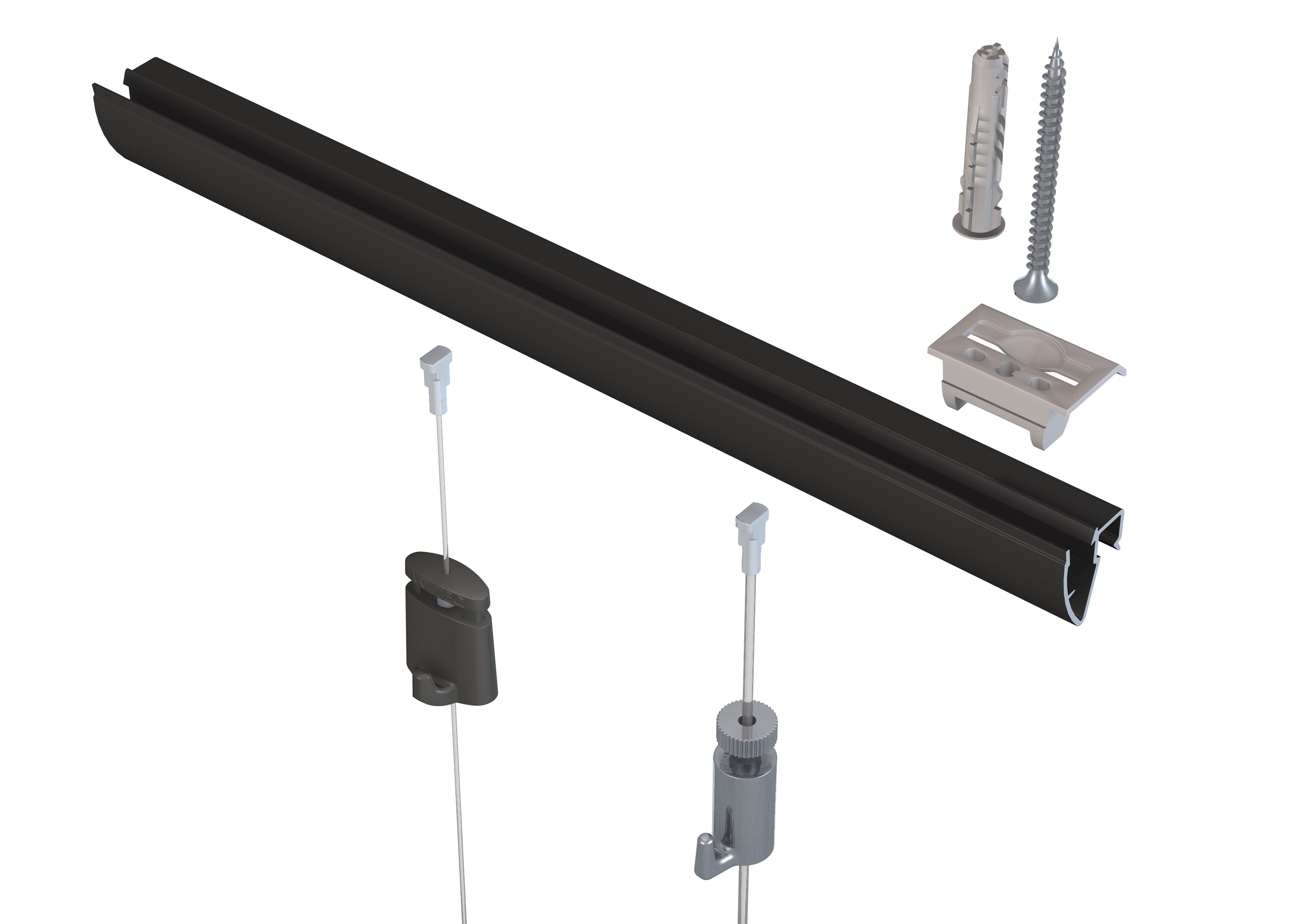 Cimaise Plafond Click Up Rail 200cm + clips + vis & chevilles multimatériaux - Cimaise Tableau Artiteq