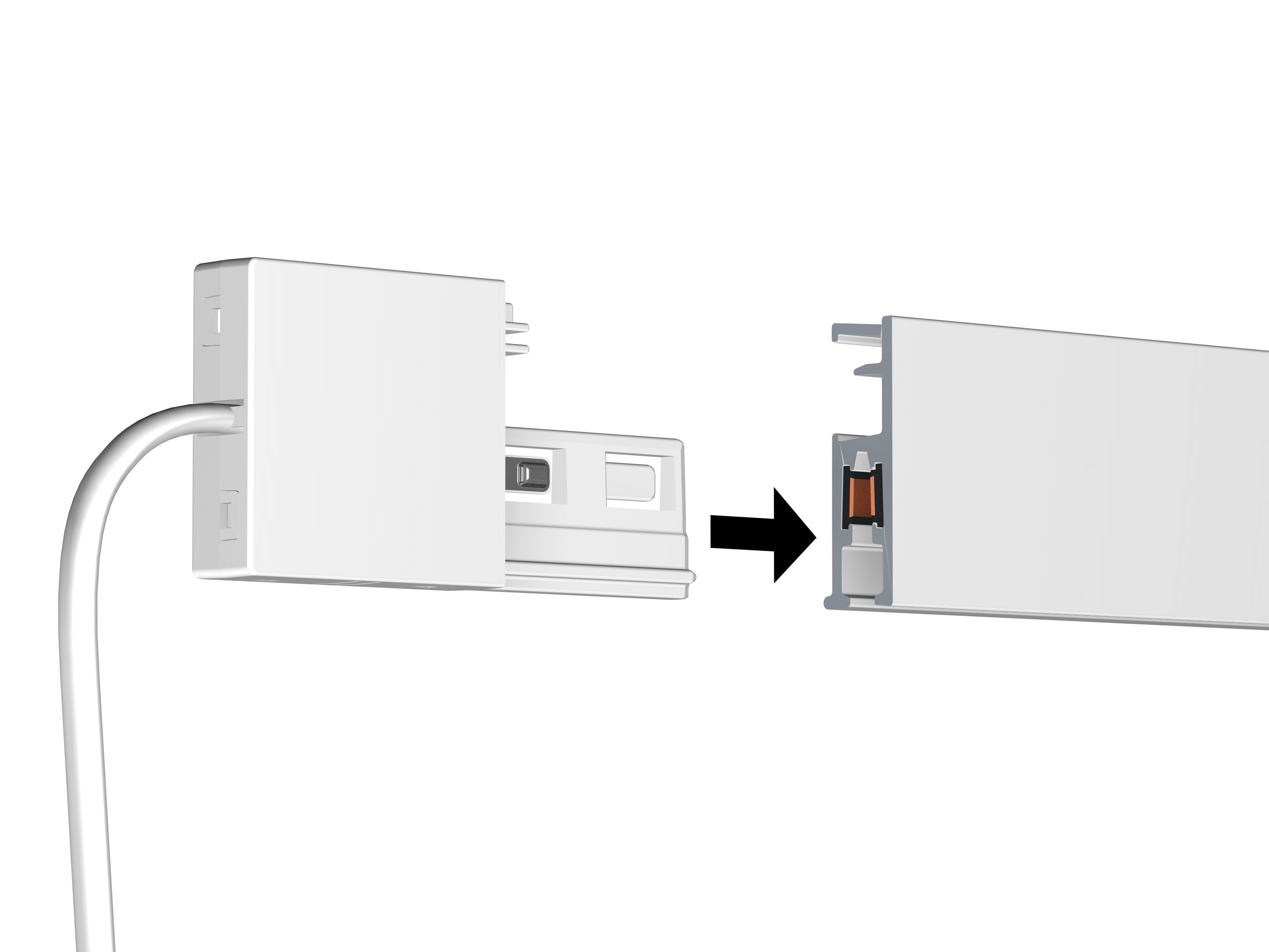 Connecteur d'alimentation sur le haut Illume Duo Rail 300 cm- Accrochage éclairage