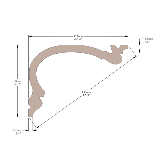 Corniche Multifonction Cimaises et plus C18 - 8,8x12,2x200cm (h x p