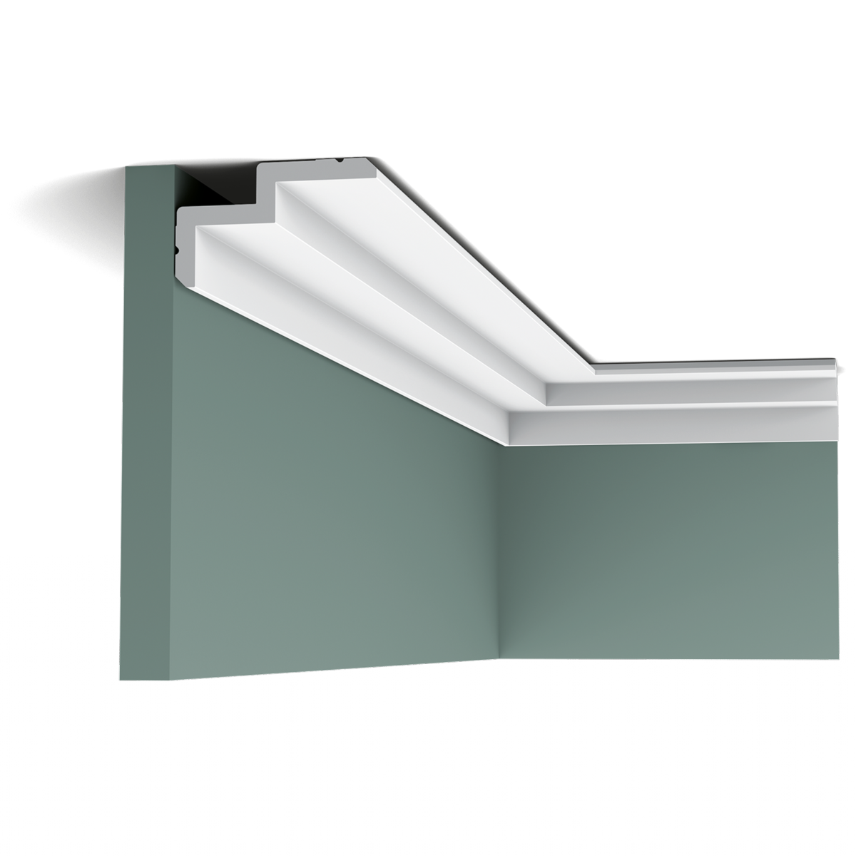 C390 STEPS Corniche plafond pour éclairage indirect et cache tringle à rideaux Orac Decor - 6x10x200cm (h x p x L) - moulure décorative polyuréthane