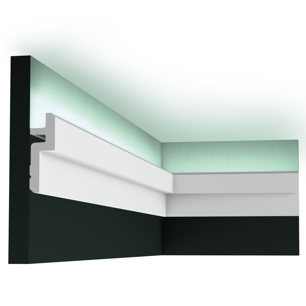 C394 STEPS Corniche cache tringle à rideau -9,5x3,1x200cm (h x p x l) moulure décorative