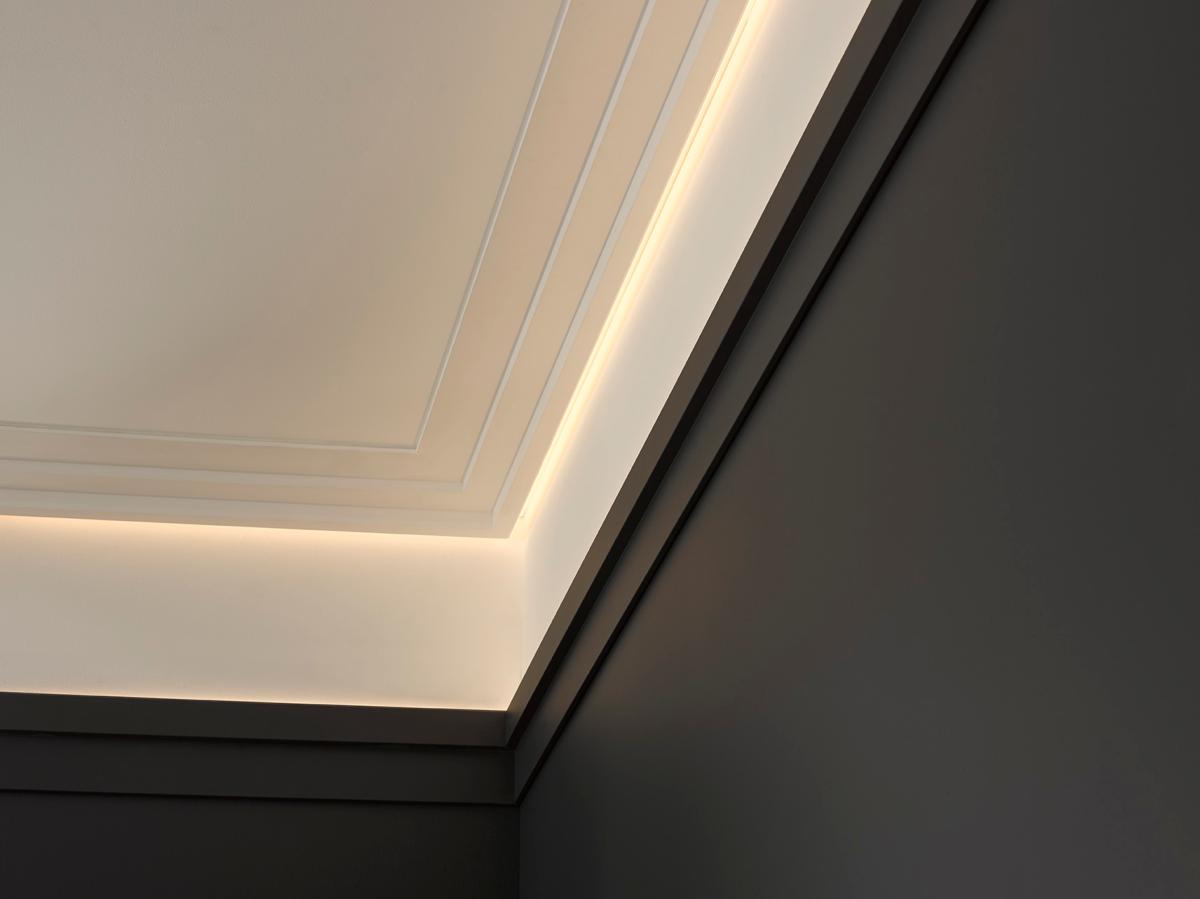 C395 STEPS Corniche pour éclairage indirect et cache tringle à rideau Orac Decor -15,5x3,1x200cm (h x p x L) - moulure décorative polyuréthane