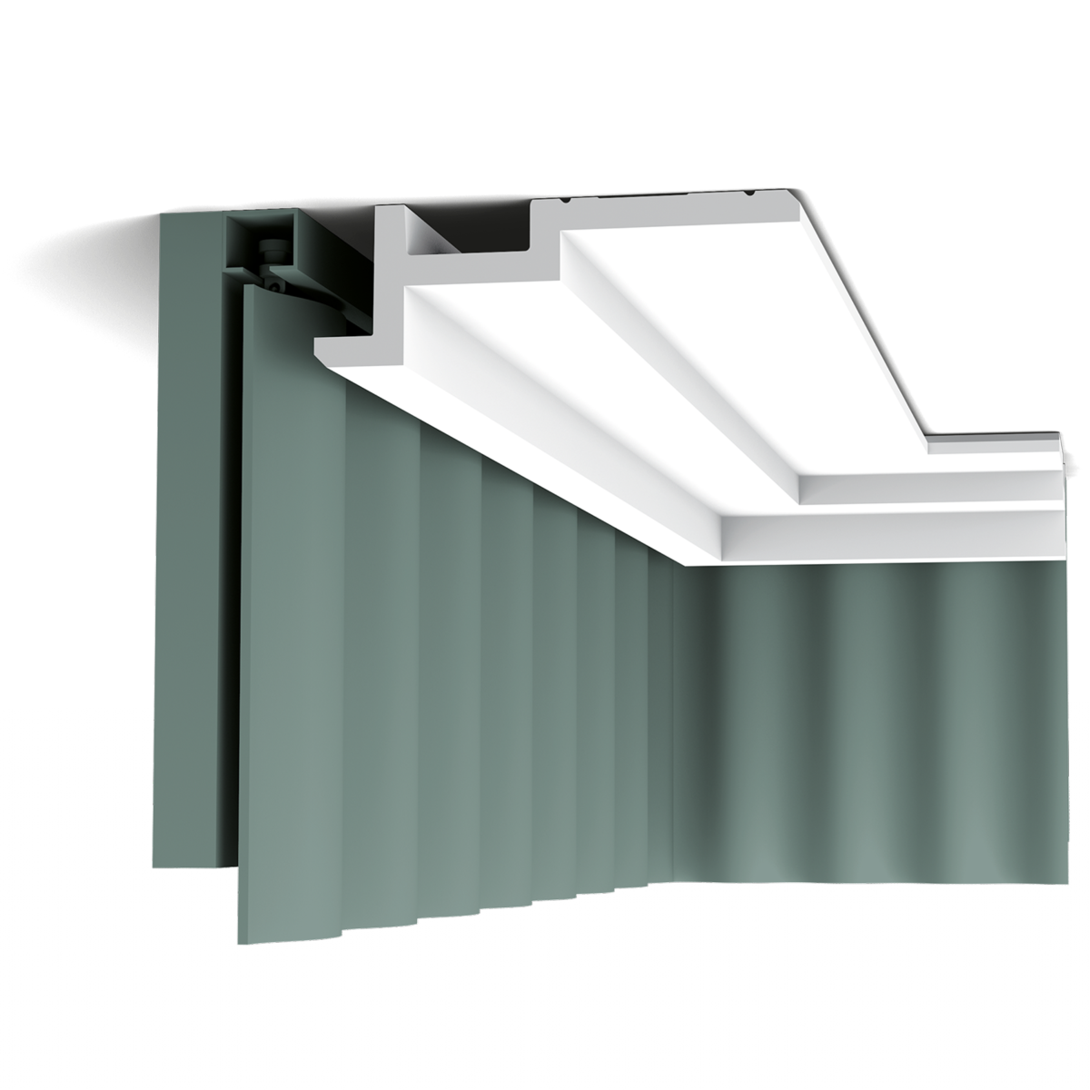 C396 STEPS Corniche Plafond pour éclairage indirect et cache tringle à rideau Orac Decor - 18,5x6,1x200cm (h x p x L) - moulure décorative polyuréthane
