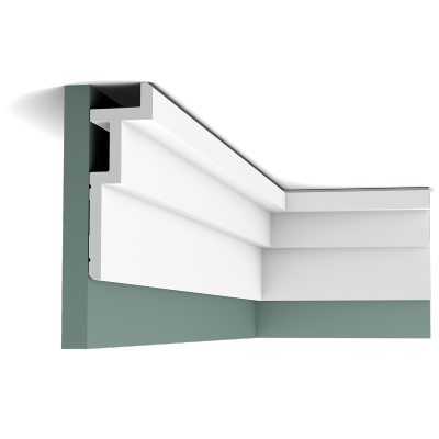 C396 STEPS Corniche Plafond pour éclairage indirect et cache tringle à rideau Orac Decor - 18,5x6,1x200cm (h x p x L) - moulure décorative polyuréthane