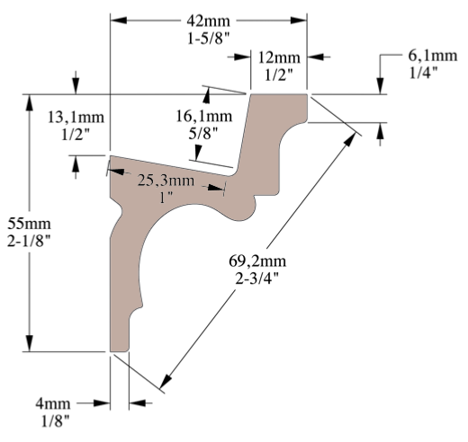 Corniche plafond Cimaises et plus C03 - 5,5x4,2x200cm (h x p x L) - moulure décorative polyuréthane