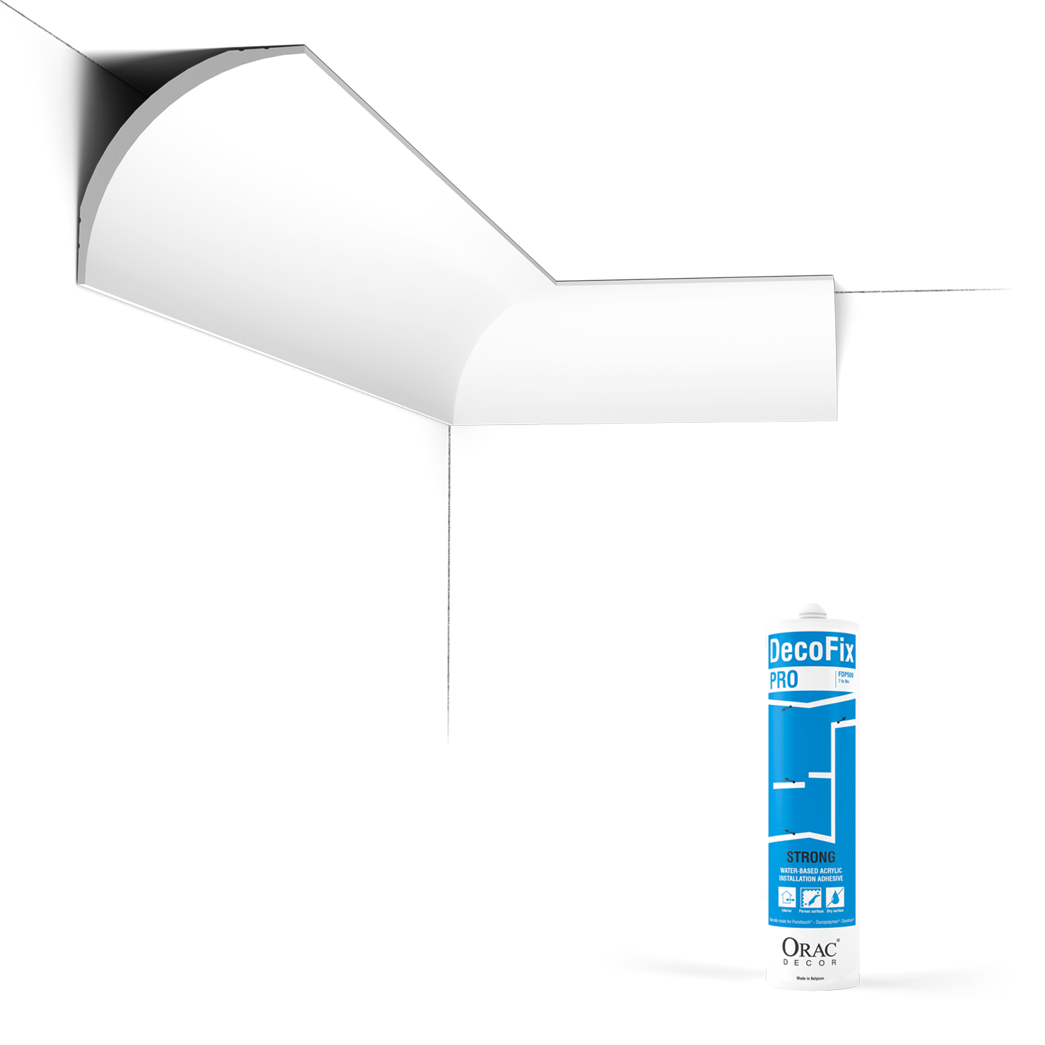 Pack 10 mètres Corniches Plafond CX126 avec colle - Orac x Cimaises-et-plus - 9 x 9 x 200cm (h x p x L) - moulure décorative polymère