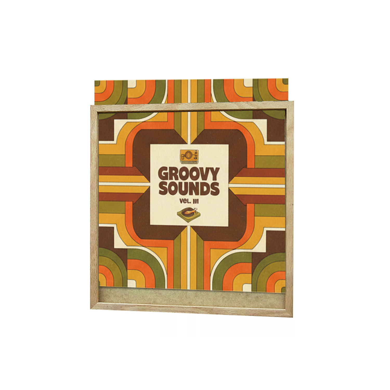 Cadre porte disque vinyle baguette chêne naturel - pochette 33 tours - Cimaises et plus