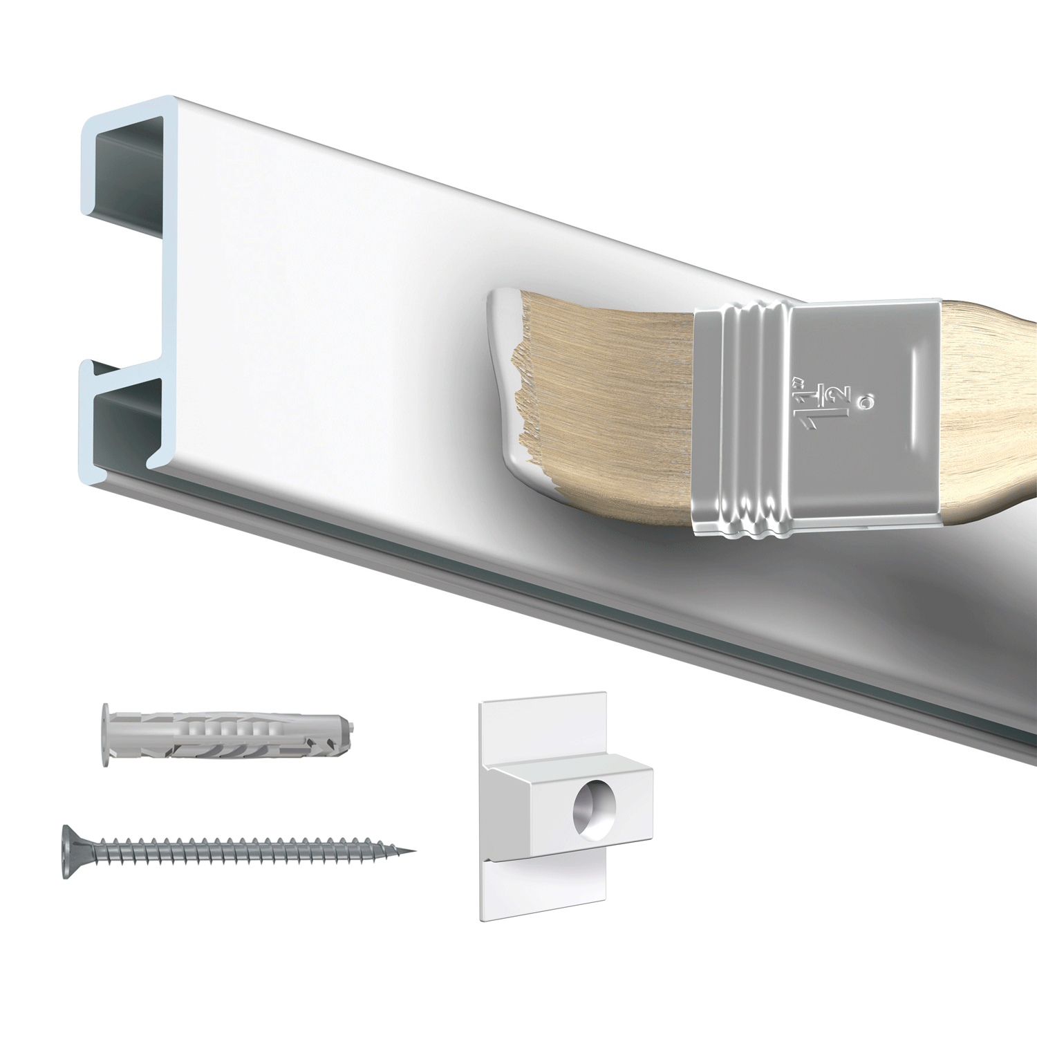 Cimaise Click Rail 200cm cm + clips, vis et chevilles Multimatériaux - Cimaise Tableau Artiteq