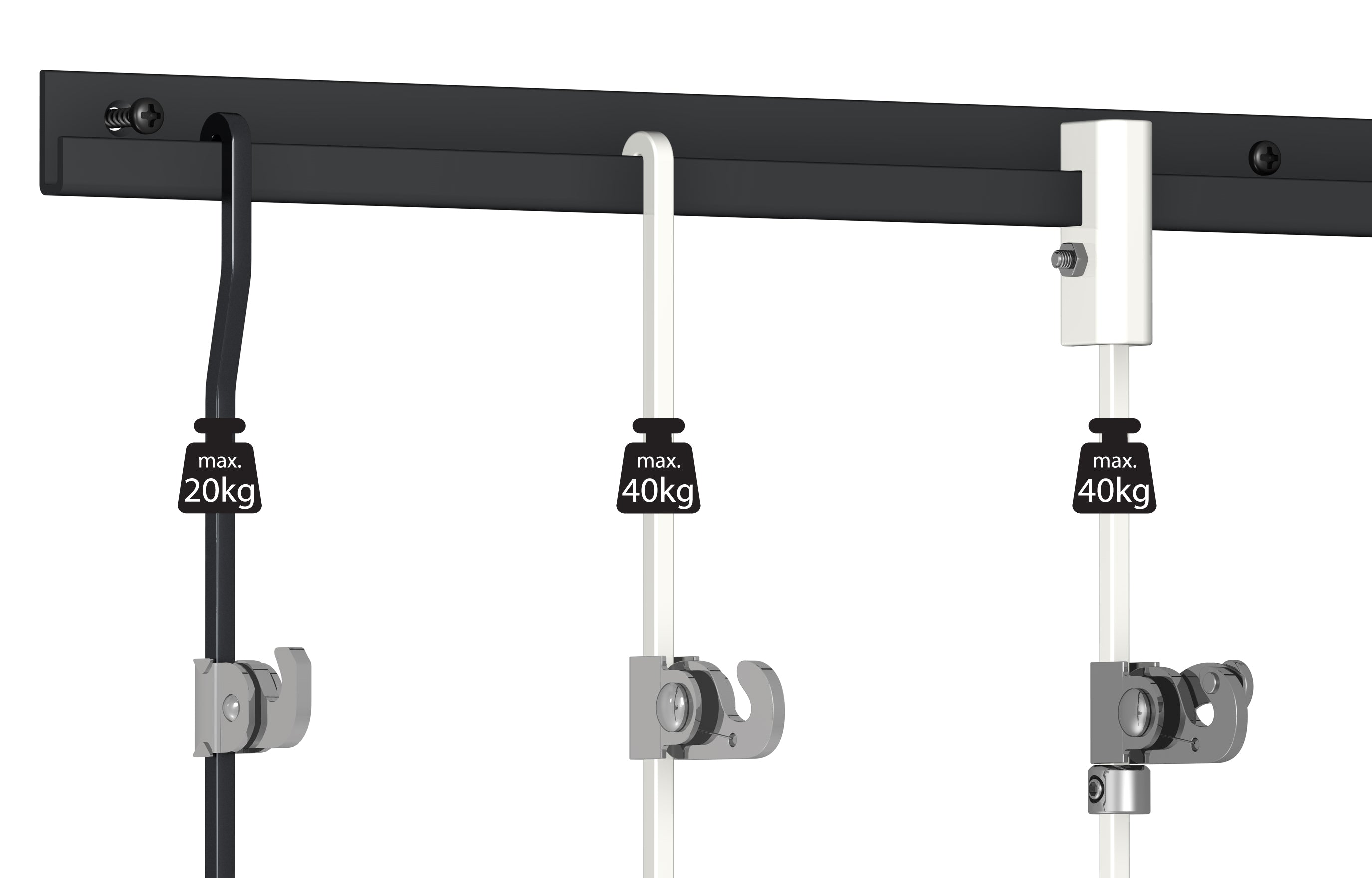 Cimaise Classic+ Rail 200 cm - 80kg - Cimaise Tableau Artiteq