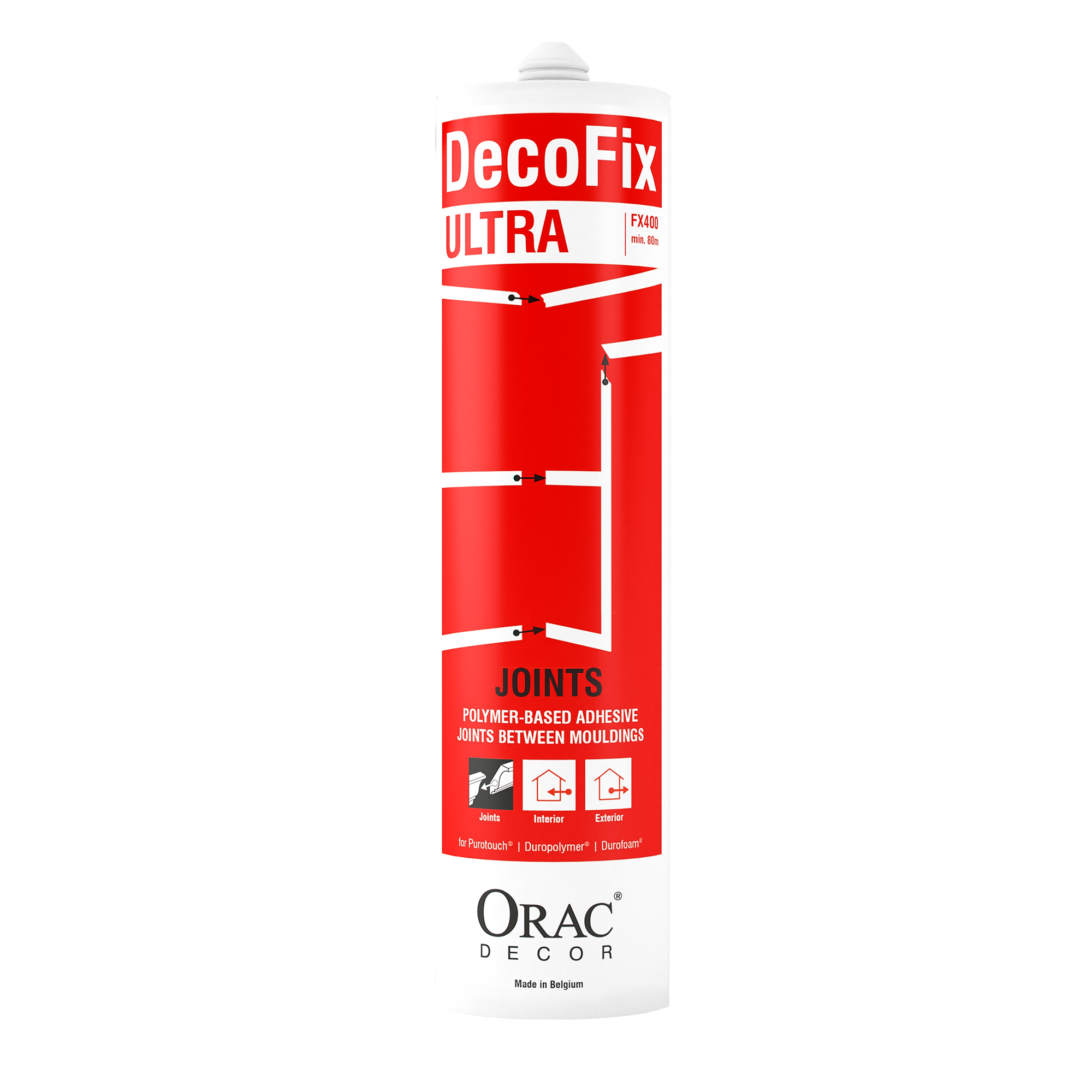 Colle Joint Decofix Ultra FX400 Orac Decor - Joint blanc base polymère pour joint entre profil