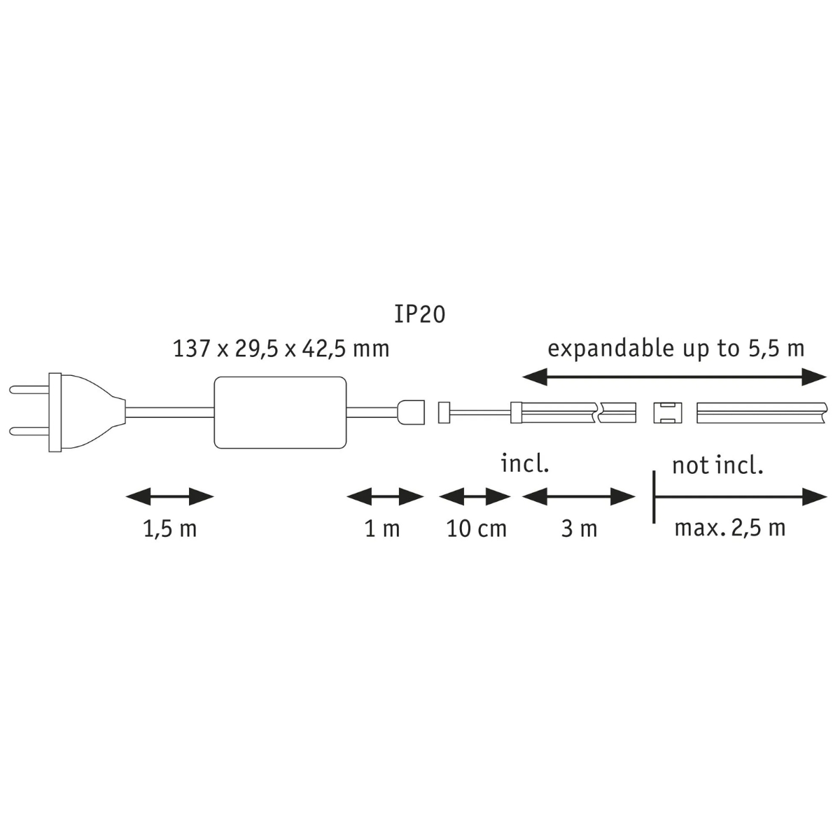 Kit bandeau MaxLED 500 COB Basic set blanc chaud Paulmann - éclairage indirect