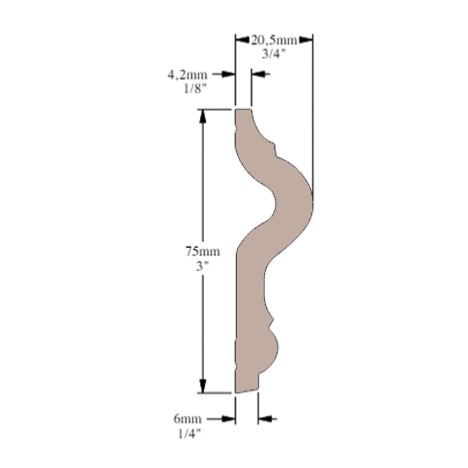 Cimaise / moulure murale M07 Cimaises et plus -7,5x2,0x200cm (h x p x L)