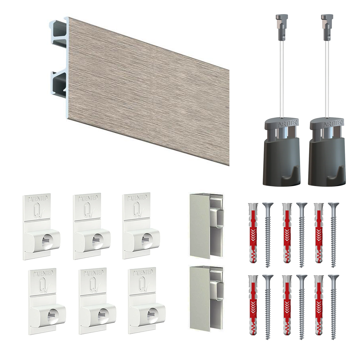 Cimaise Box Click Rail PRO 2 mètres, 2 fils et 2 crochets - Kit tout en un
