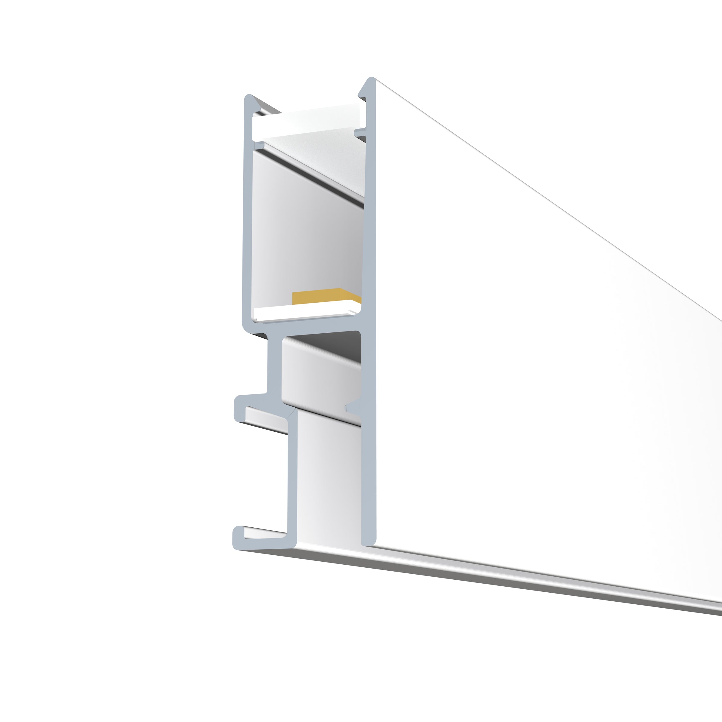 Cimaise avec éclairage indirect R35 Blanc Brut à peindre + diffuseur 200cm - accrochage tableau Newly