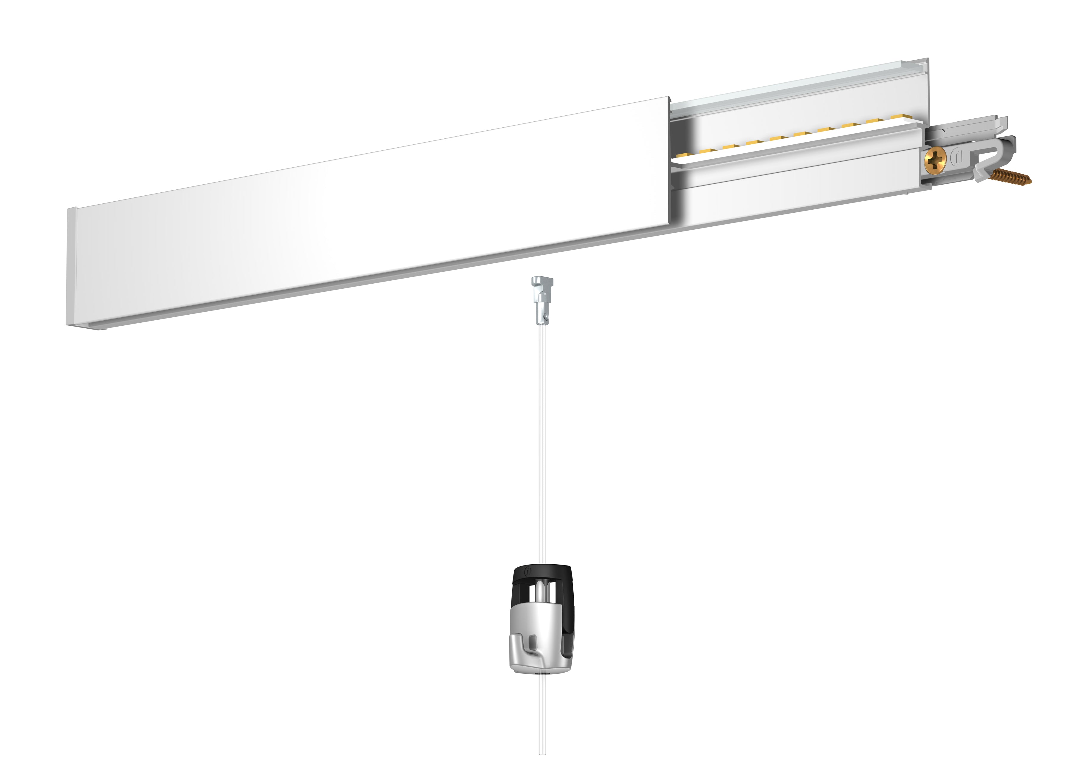 Cimaise avec éclairage indirect R35 Blanc Brut à peindre + diffuseur 200cm - accrochage tableau Newly