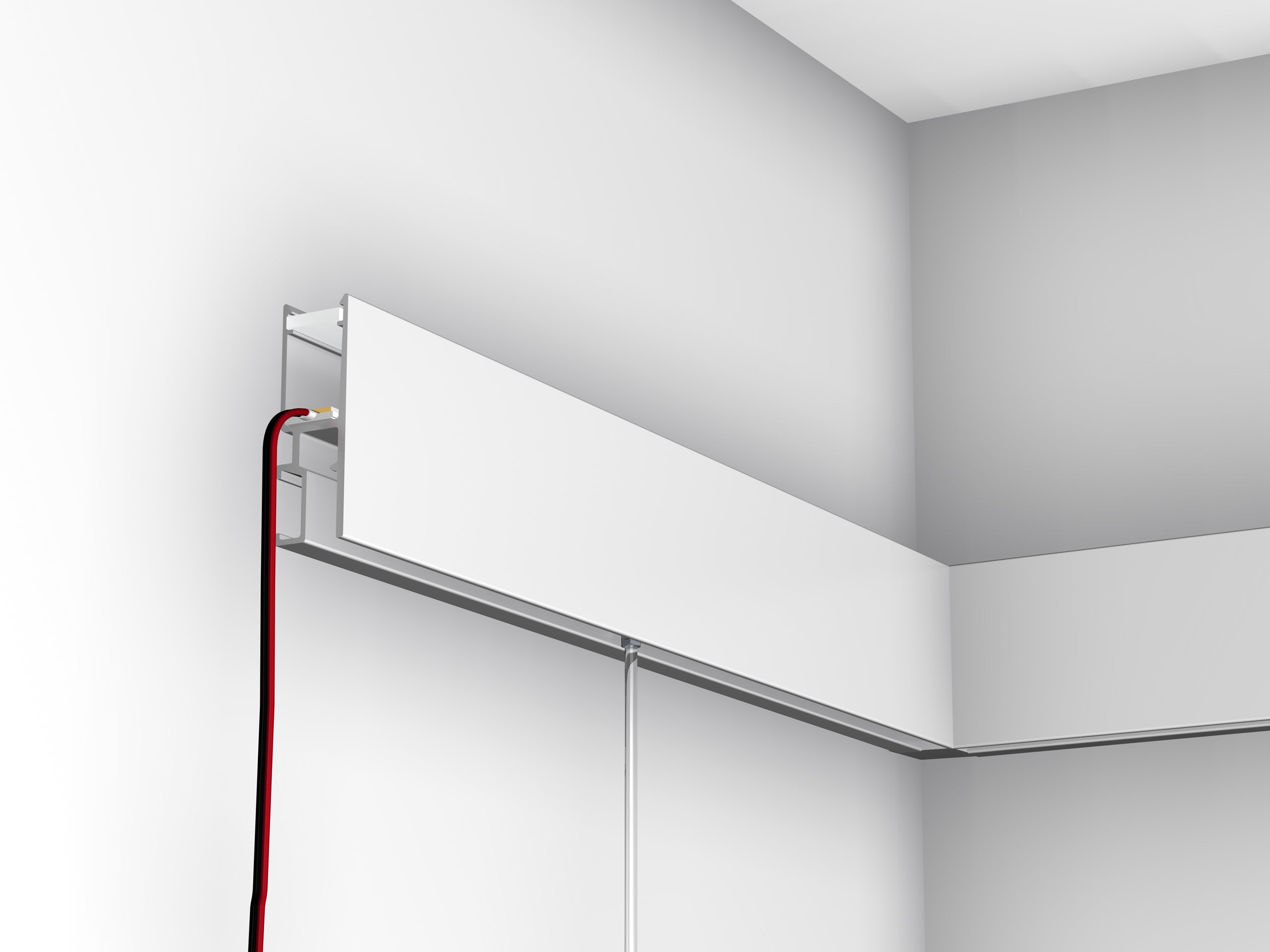 Cimaise avec éclairage indirect R35 Blanc Brut à peindre + diffuseur 200cm - accrochage tableau Newly