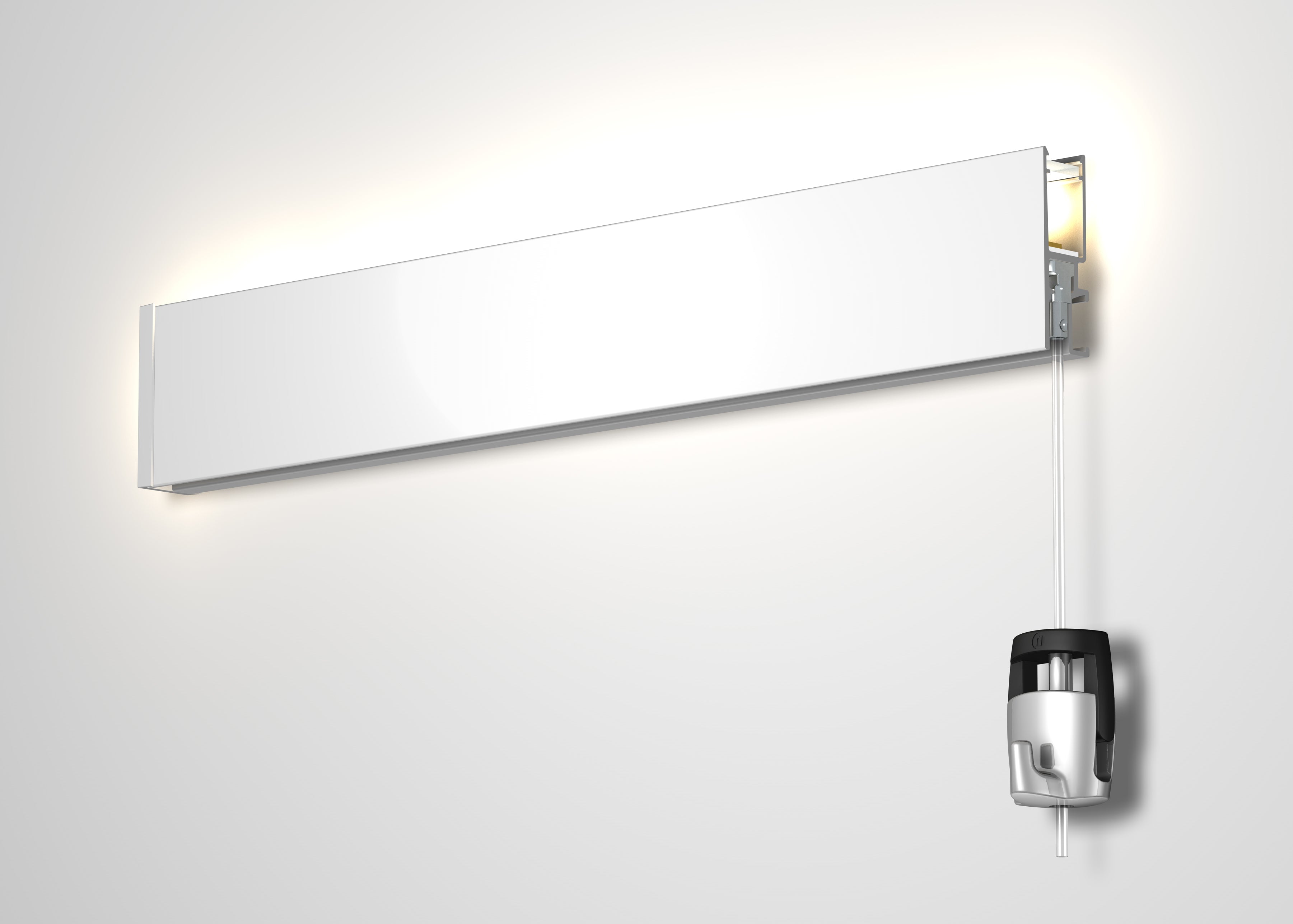 Cimaise avec éclairage indirect R35 Blanc Brut à peindre + diffuseur 200cm - accrochage tableau Newly