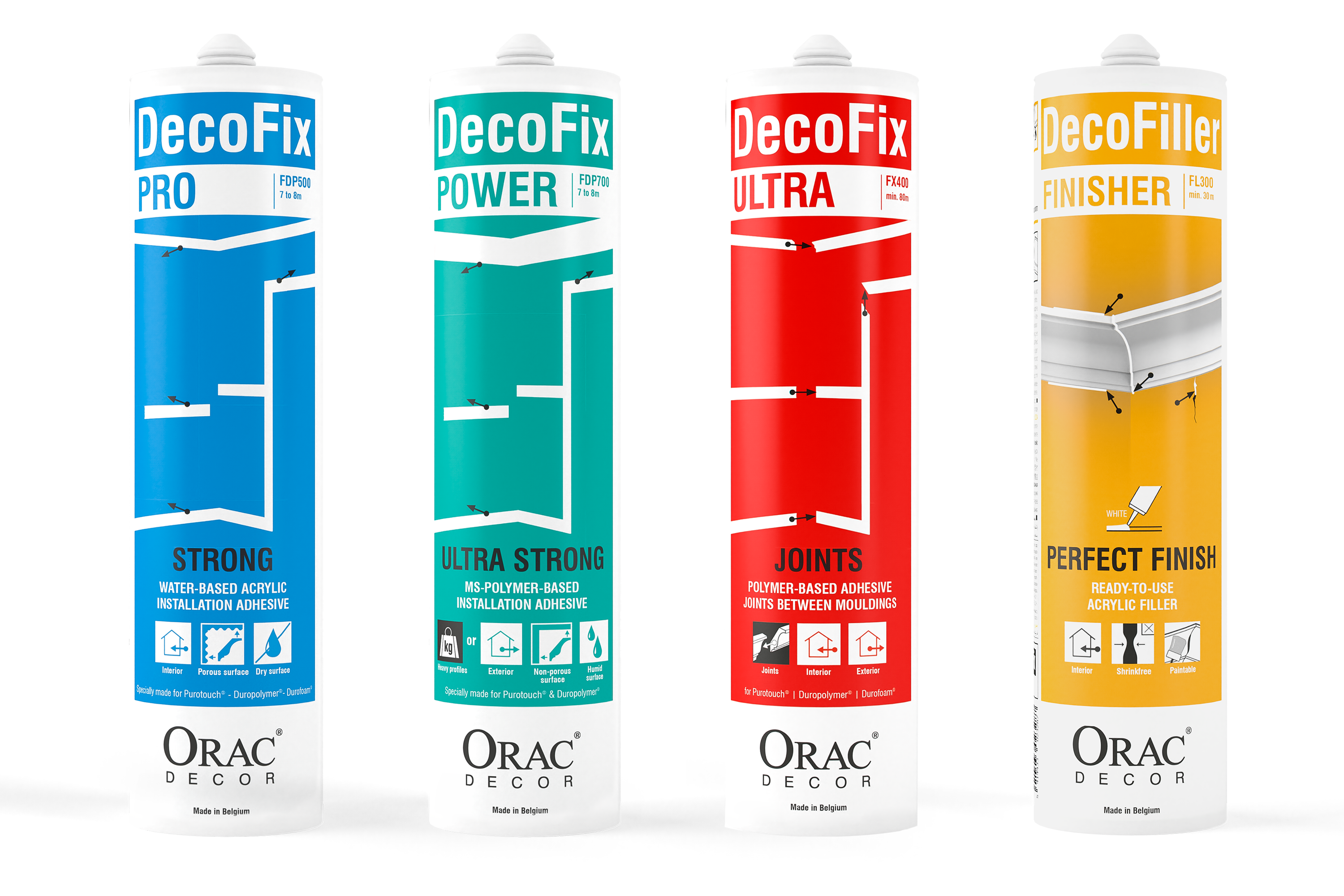Colle Joint Decofix Ultra FX400 Orac Decor - Joint blanc base polymère pour joint entre profil
