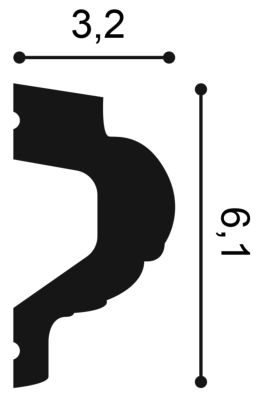 Moldura de pared Orac Decor P3020 - 6 x 3,2 x 200 cm (alto x ancho) - moldura decorativa de poliuretano