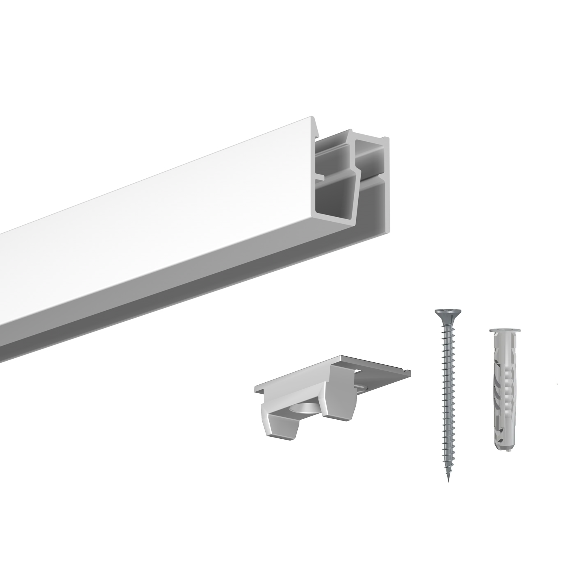 Picture rail for ceiling R40 200cm - clips + screws & multi-material wall plugs Newly