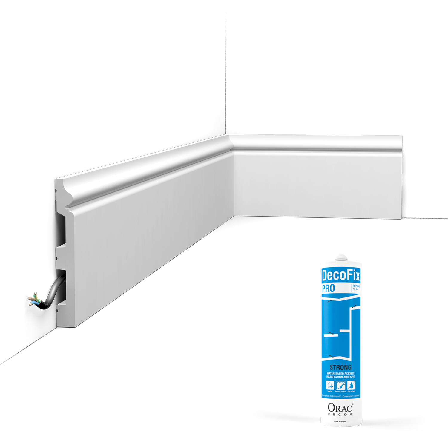 Pack of 10 meters of SX118 skirting boards with glue - Orac x Picture rails and more - 14 x 1.8 x