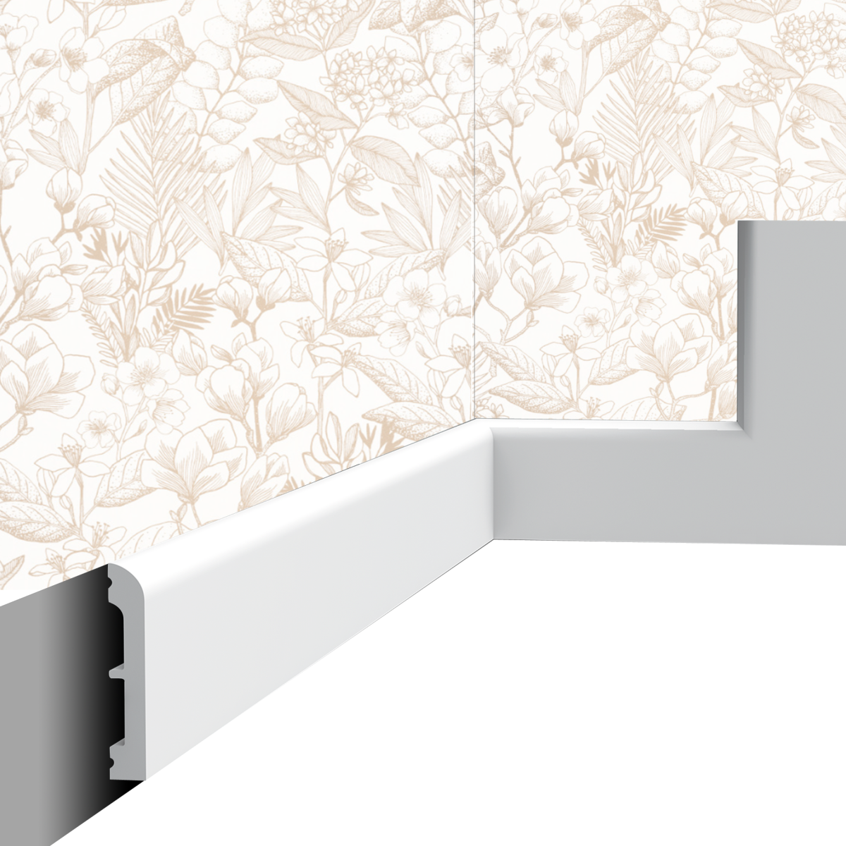 Plinthe décorative Cimaises et Plus P03 - 7,5x1,3x200cm (h x p x L) - moulure décorative polyuréthane