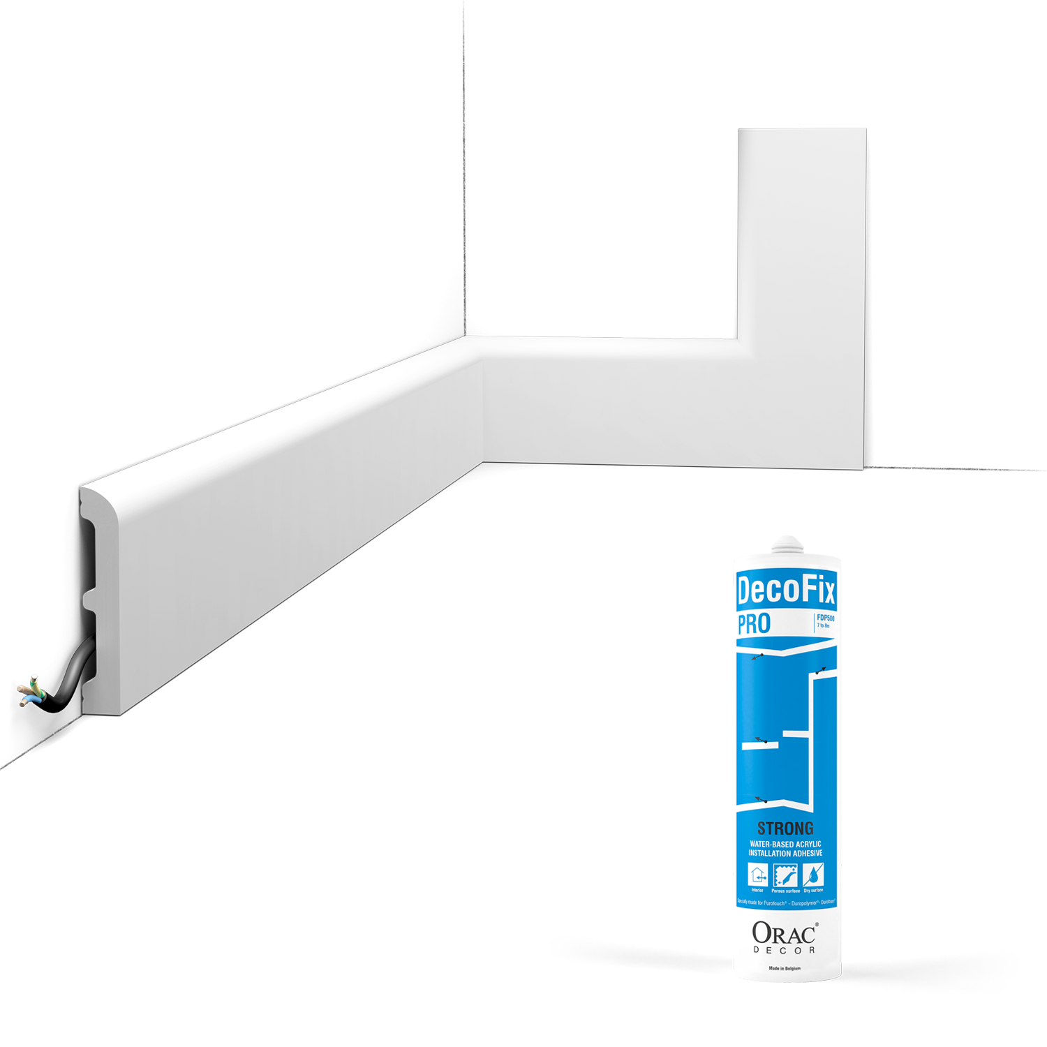 Pack 10 mètres Plinthes SX173 avec colle - Orac x Cimaises-et-plus - 10 x1,6x200cm (h x p x L) - plinthe décorative polymère