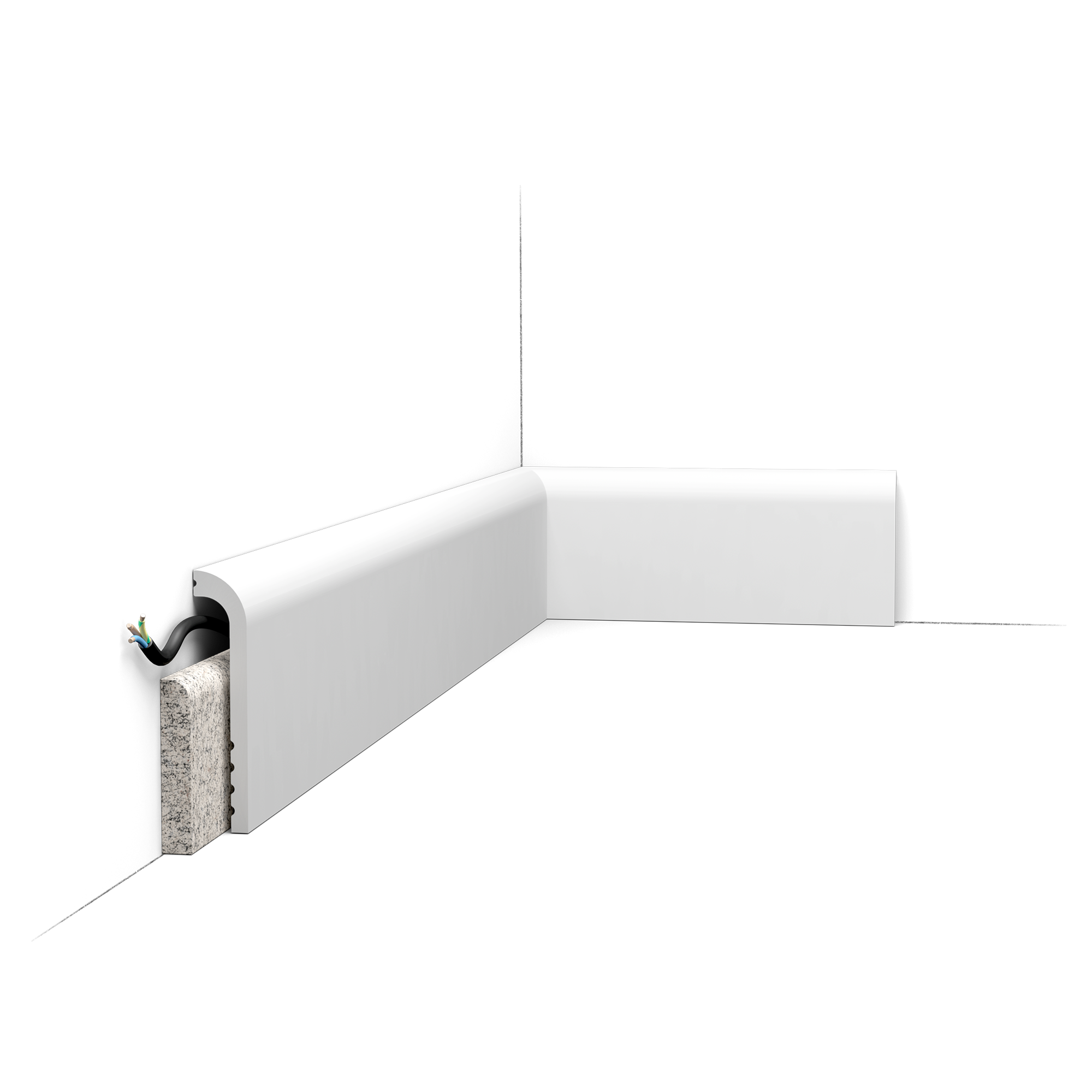 Pack 10 mètres Plinthe de rénovation SX185 avec colle - Orac x Cimaises-et-plus - 12x2,5x200cm (h x p x L) - surplinthe décorative polymère