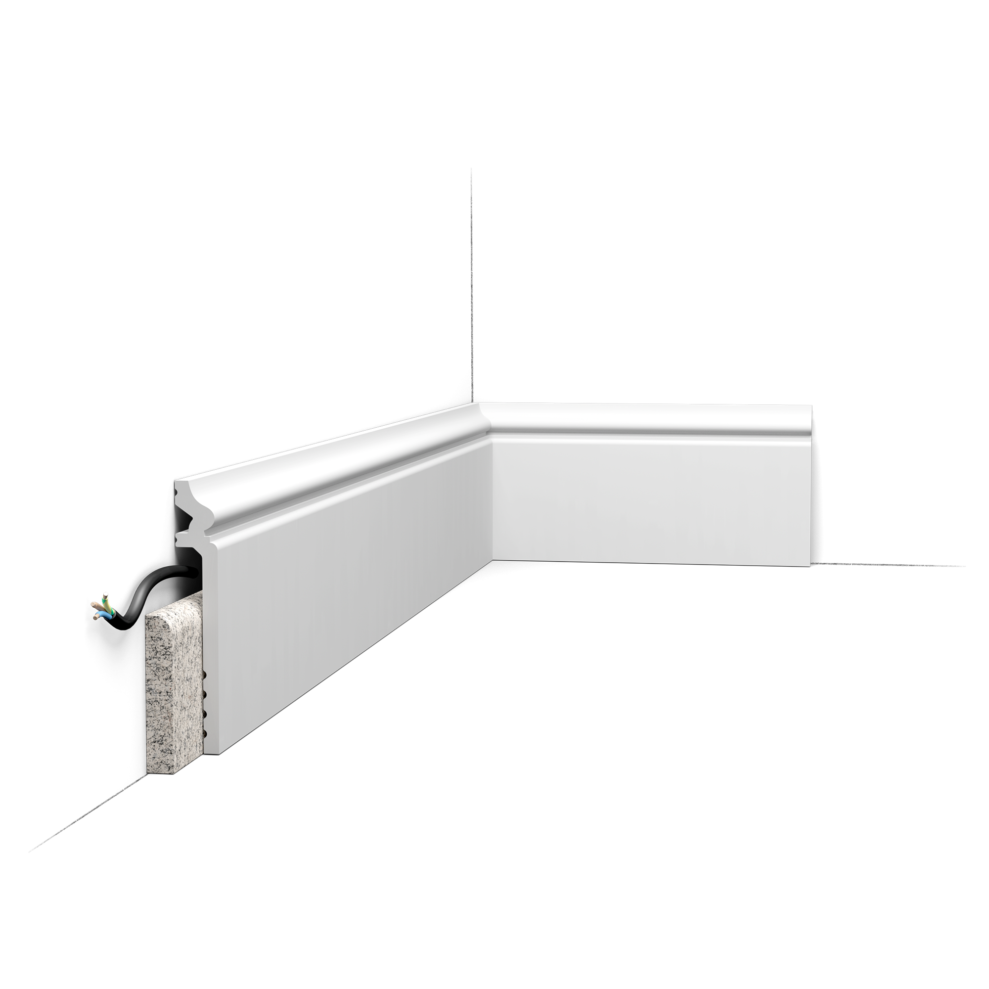 Zócalo decorativo de polímero SX186 Orac Decor Renovation - 13,8 x 2,2 x 200 cm (alto x ancho)