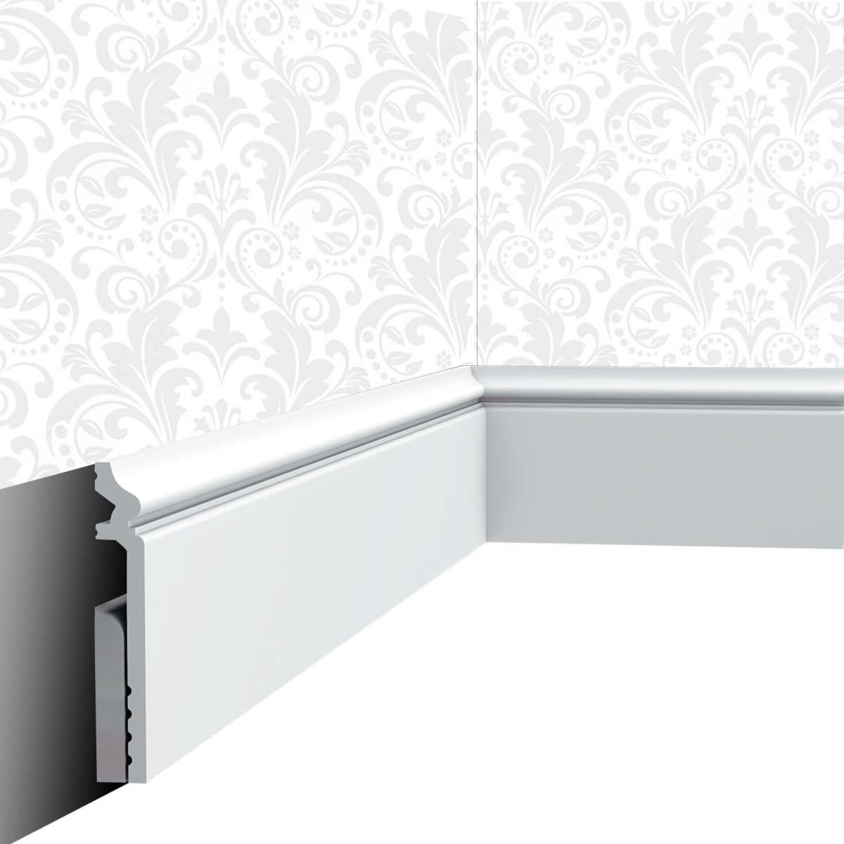 Plinthe décorative Cimaises et Plus P05 - 13,8x2,2x200cm (h x p x L) - moulure décorative polyuréthane