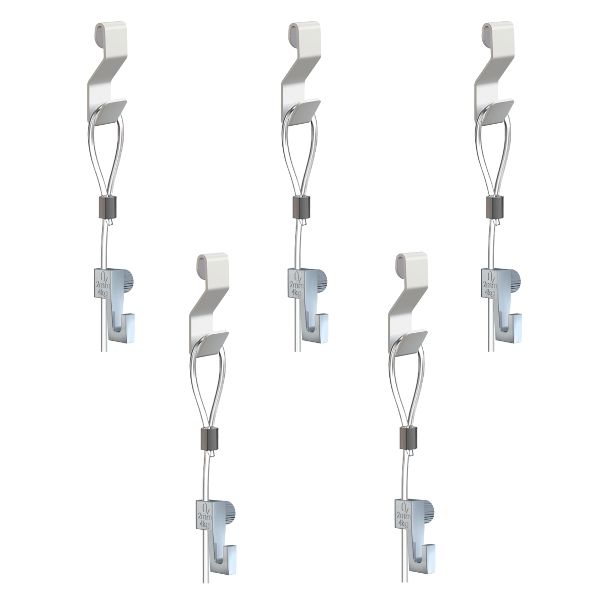 Pack de 5 kit d'accrochages tableaux Artiteq - suspension sur grilles, panneaux, cloison - Max 4kg