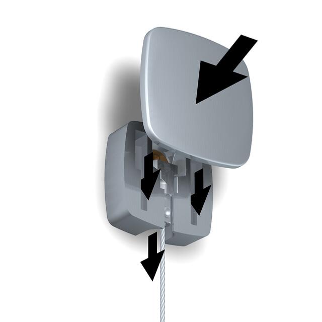 Set d'accrochage solo avec câble métallique 1mm et crochet - Uniq-Hanger Artiteq