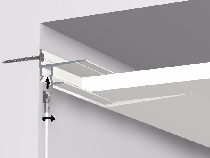 Rail Cimaise Shadowline Masonry 200 cm pour faux plafond en placoplâtre et mur maçonnerie