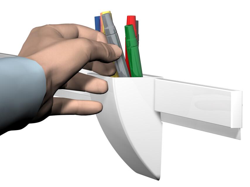 Pôt à crayon clipsable pour Info Rail blanc - Storage clip - Artiteq