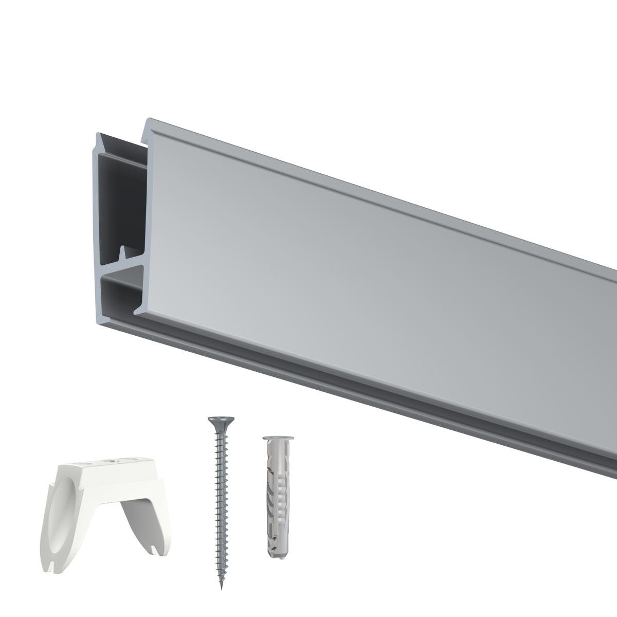 Cimaises XPO Rail 200cm + clips + vis et chevilles multimatériaux - Cimaise Tableau Artiteq