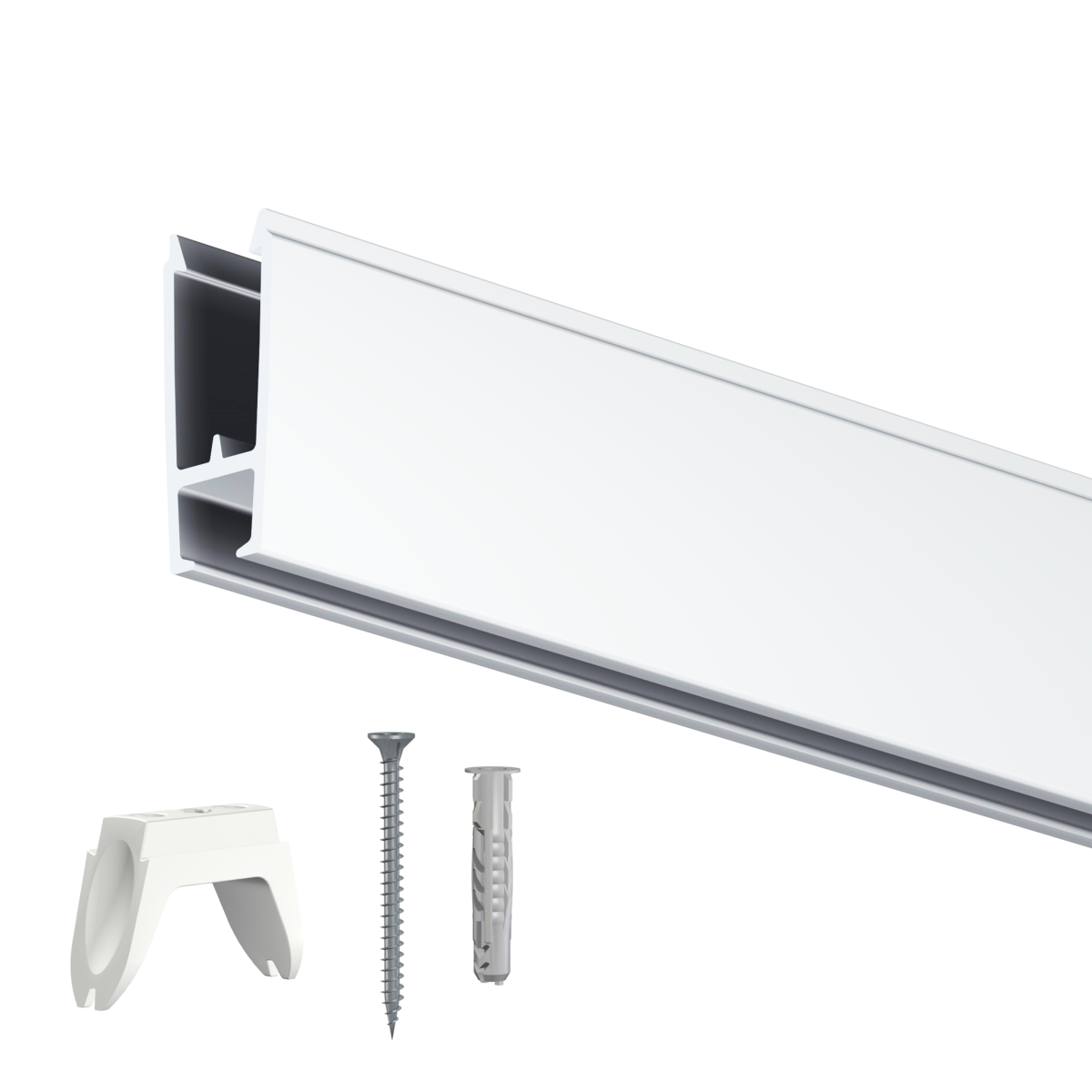 Cimaises XPO Rail 200cm + clips + vis et chevilles multimatériaux - Cimaise Tableau Artiteq