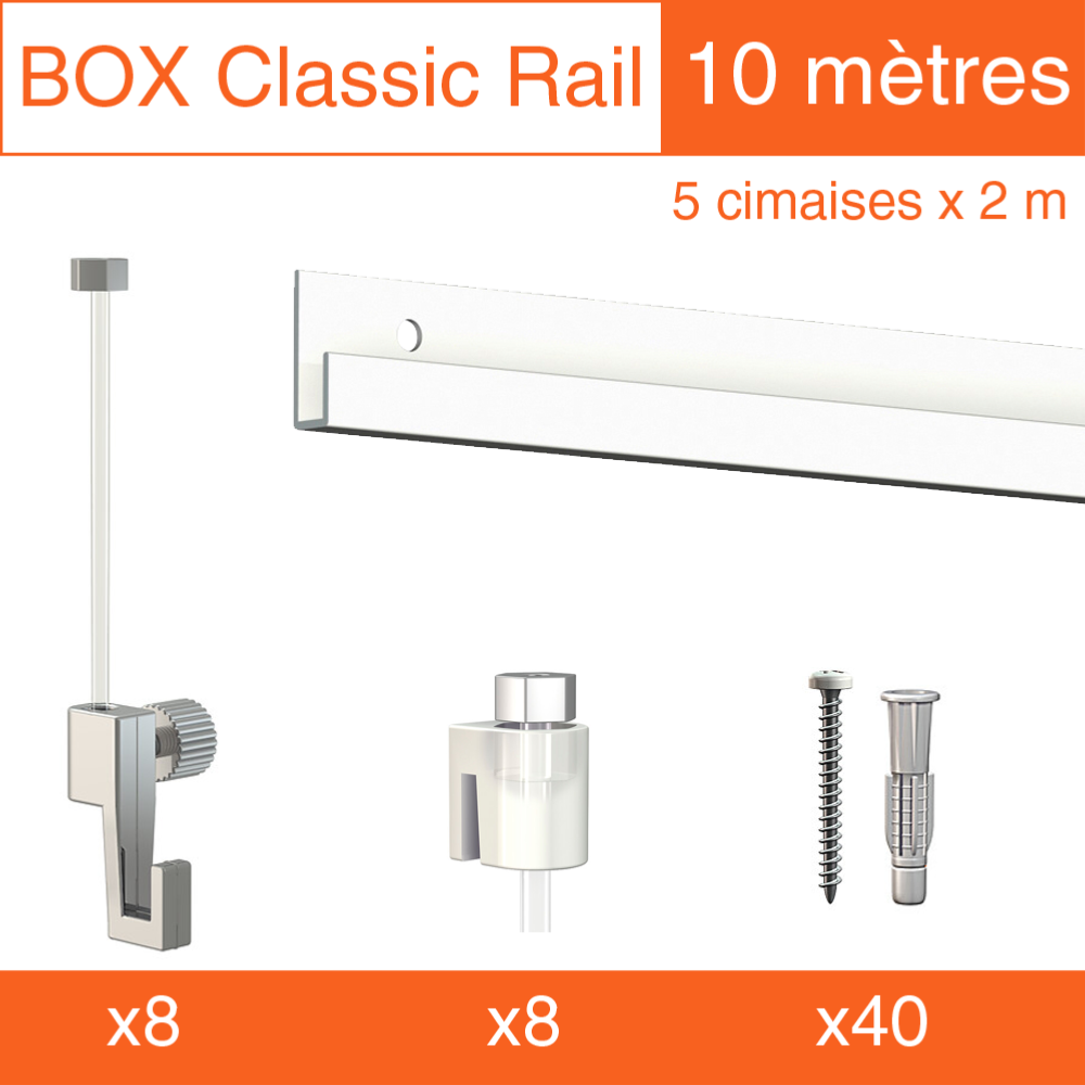 Cimaise Box Artiteq Classic ÉCO + fils perlon - Kit accrochage tableau