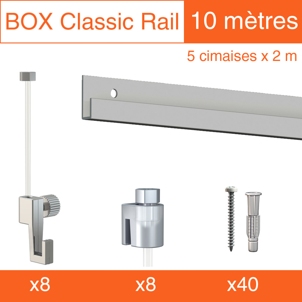 Cimaise Box Artiteq Classic ÉCO + fils perlon - Kit accrochage tableau