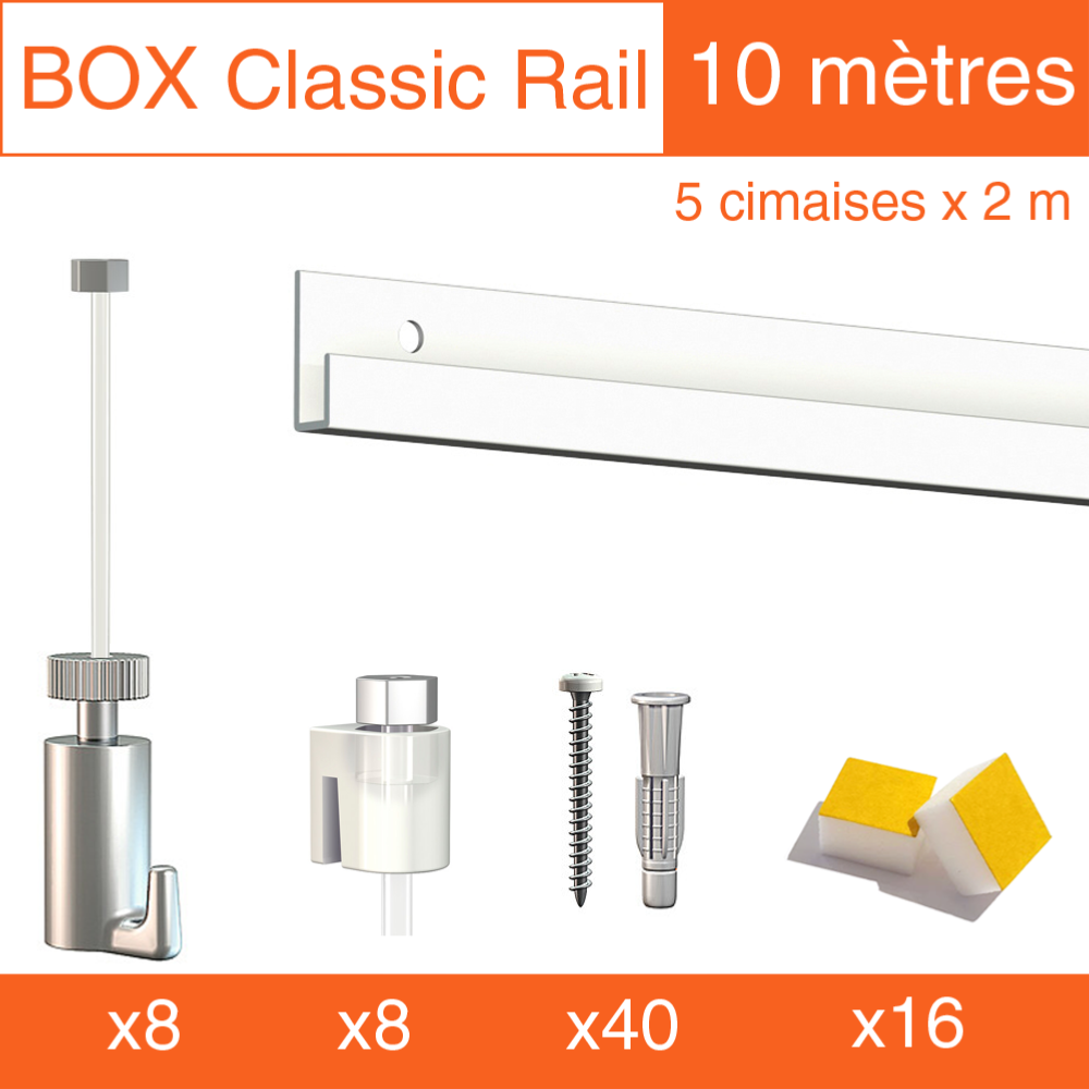 Cimaise Box Artiteq Classic PREMIUM + fils perlon - Kit accrochage tableau