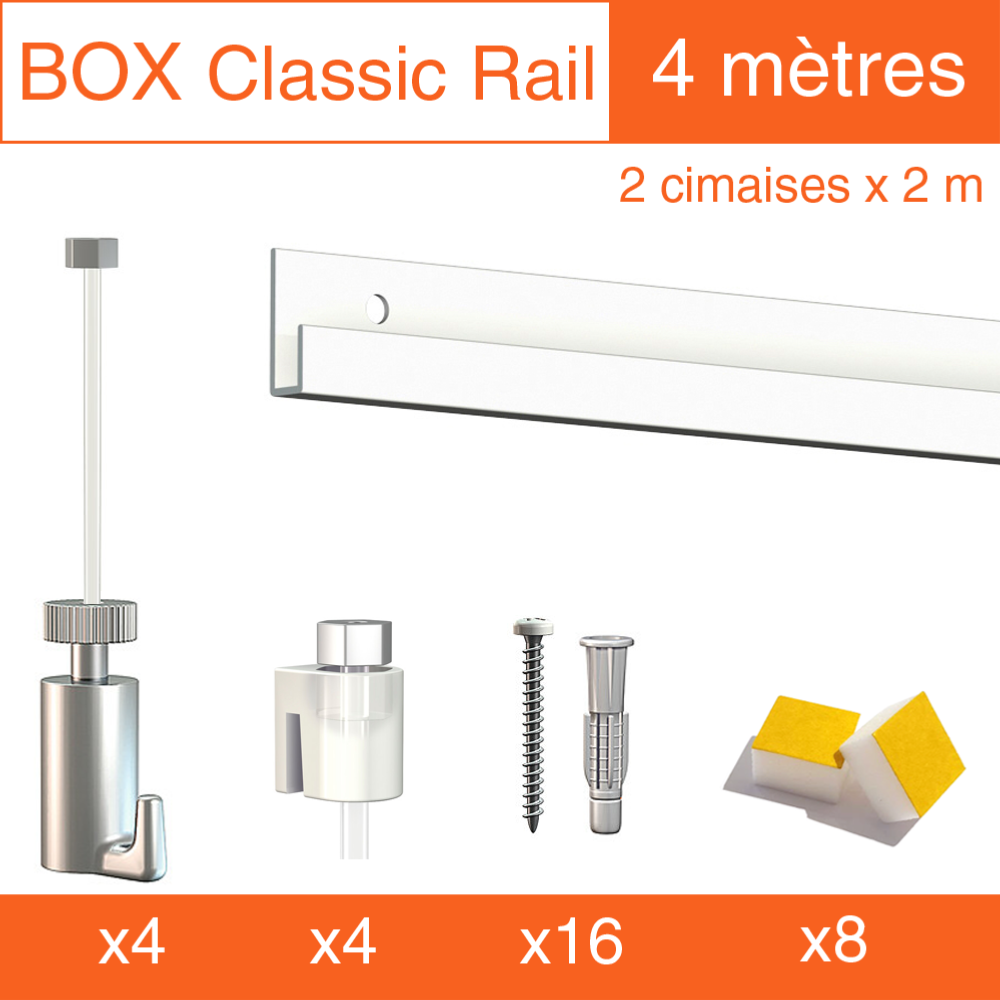Cimaise Box Artiteq Classic PREMIUM + fils perlon - Kit accrochage tableau