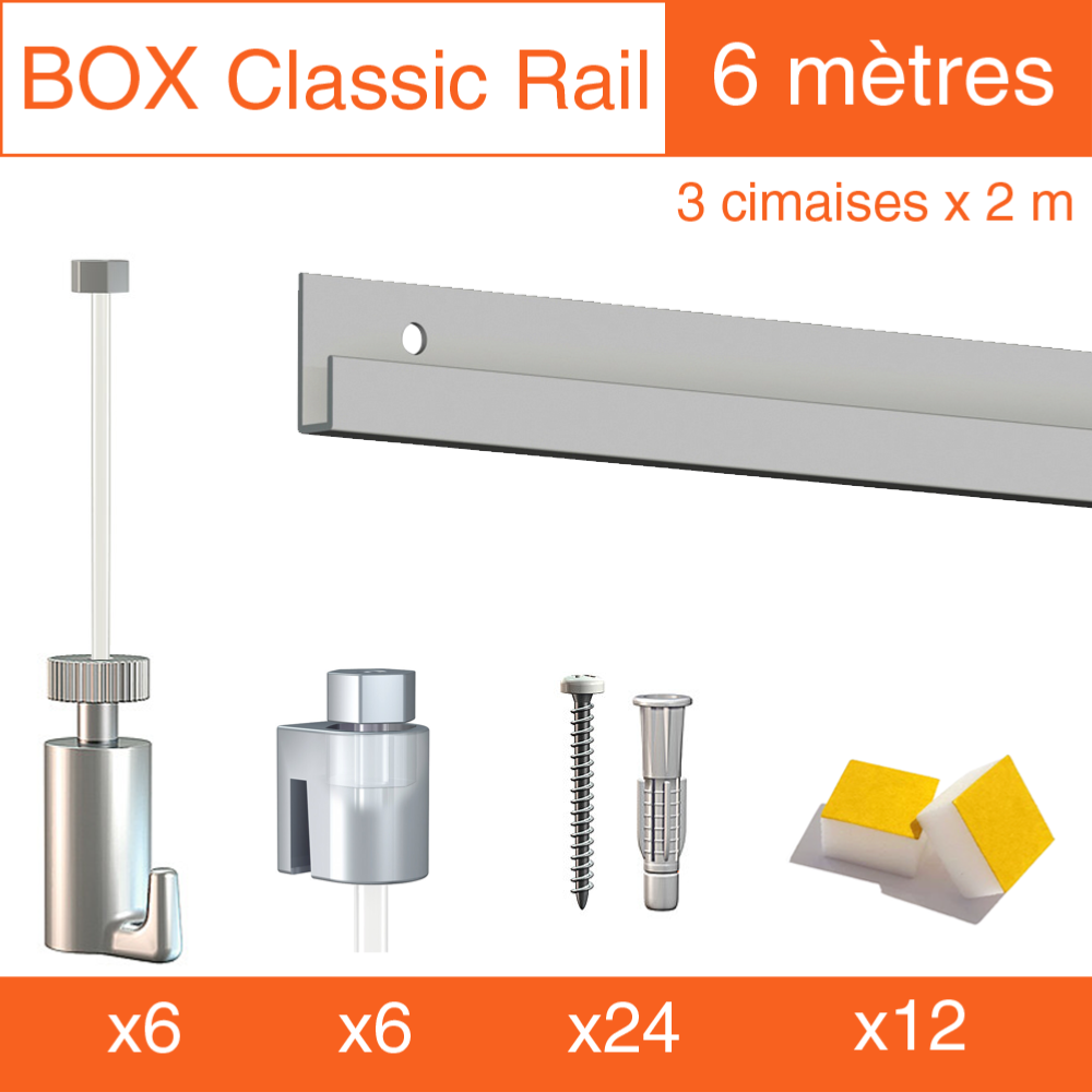 Cimaise Box Artiteq Classic PREMIUM + fils perlon - Kit accrochage tableau