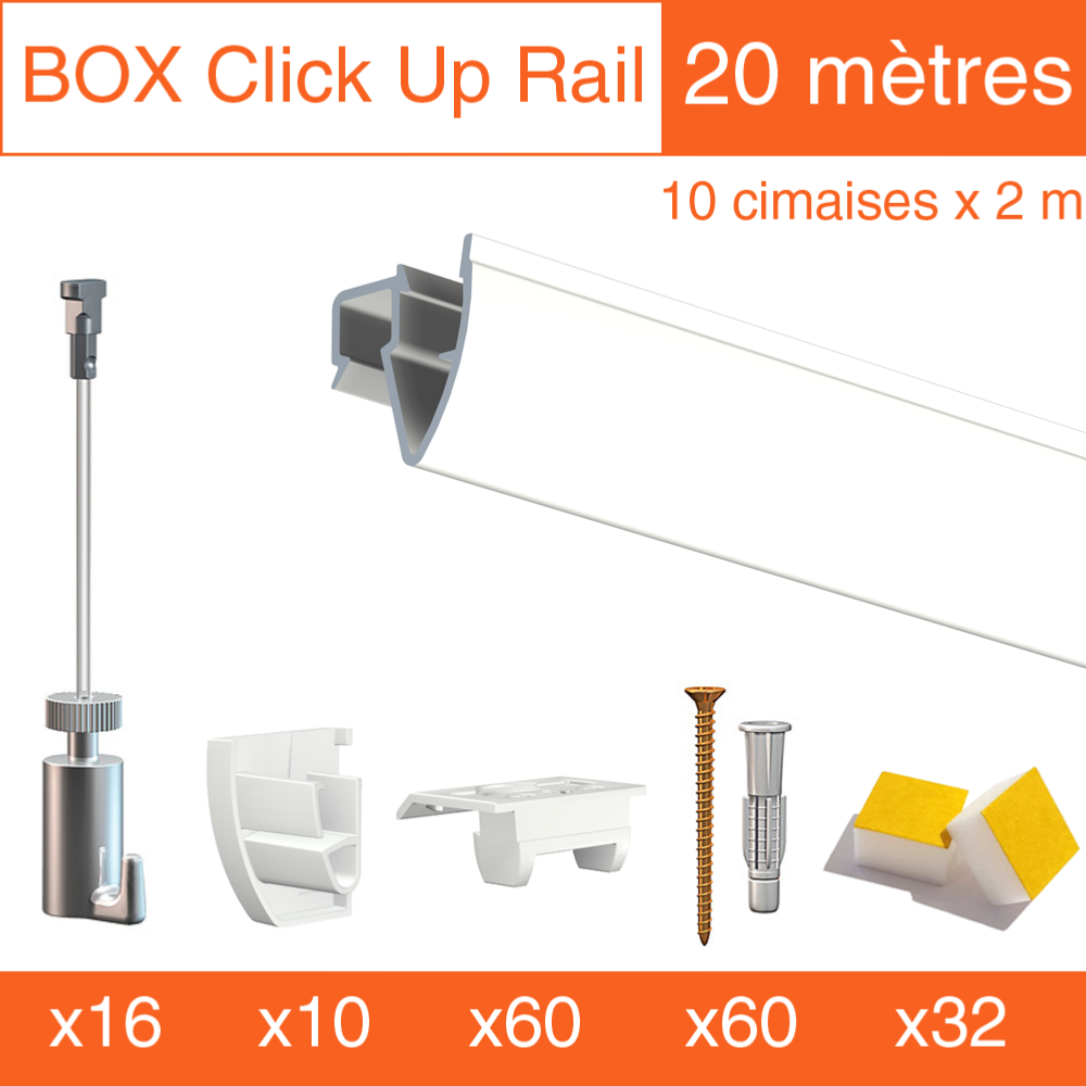 Cimaise Box Artiteq Click Up Plafond PREMIUM - Kit accrochage tableau